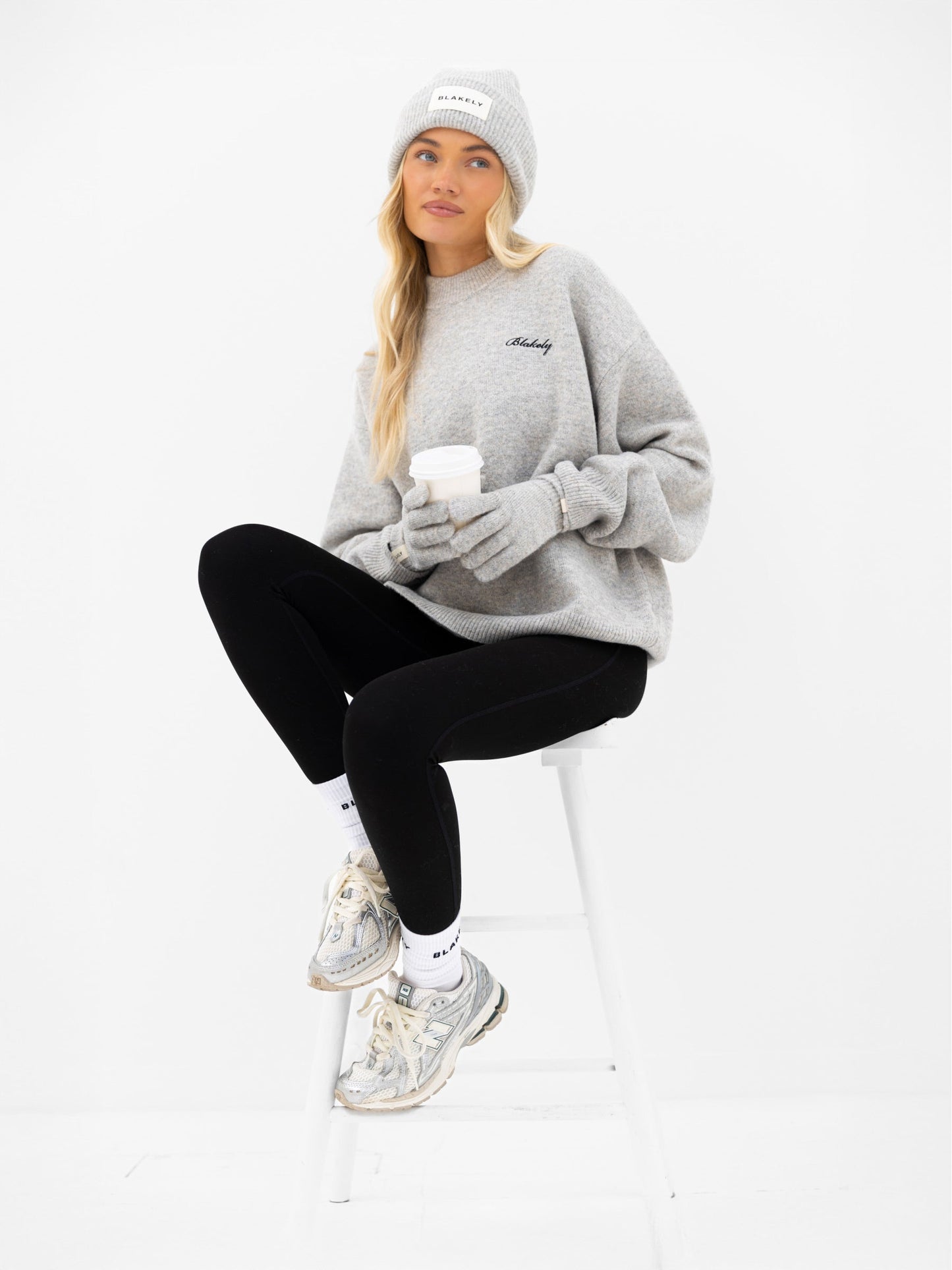 Oversized Knitted Sweater - Marl Grey