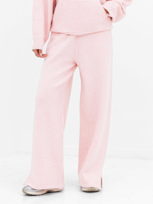 Knitted Wide Leg Sweatpants - Marshmallow Pink