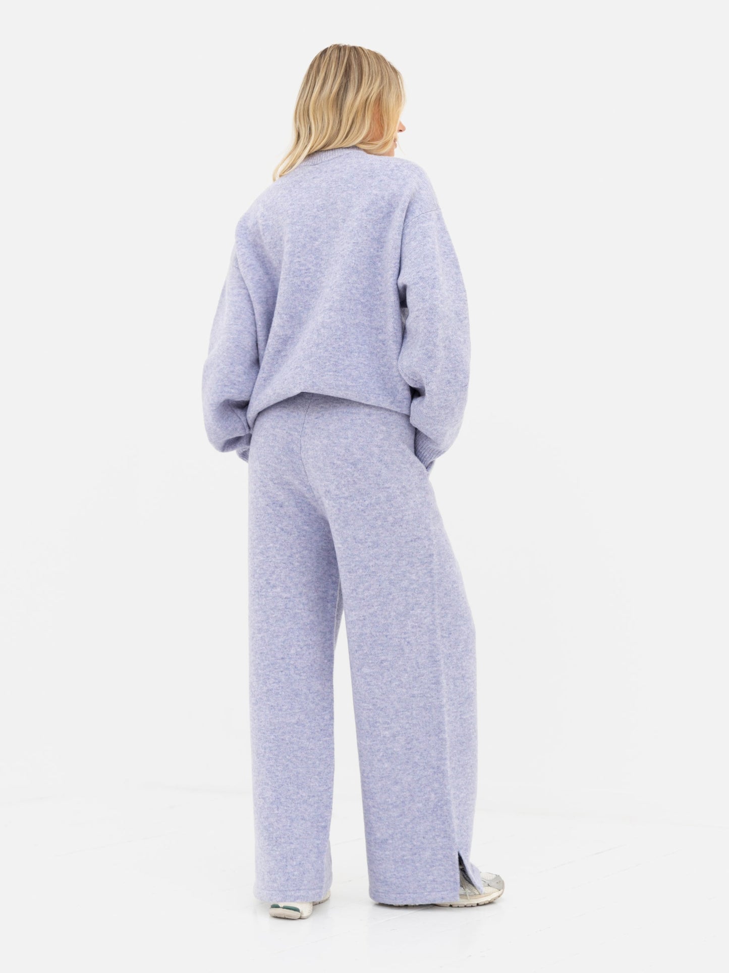 Knitted Wide Leg Sweatpants - Lilac