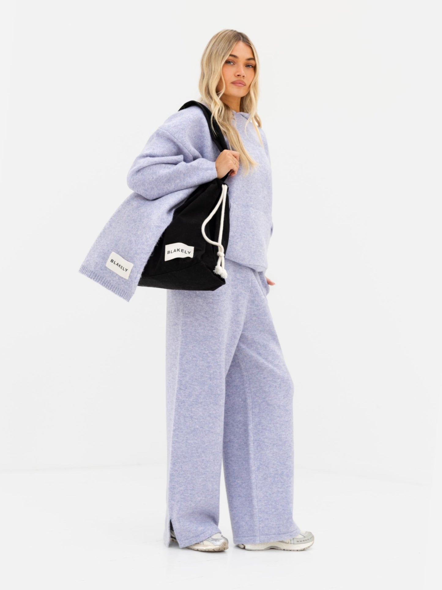Knitted Wide Leg Sweatpants - Lilac