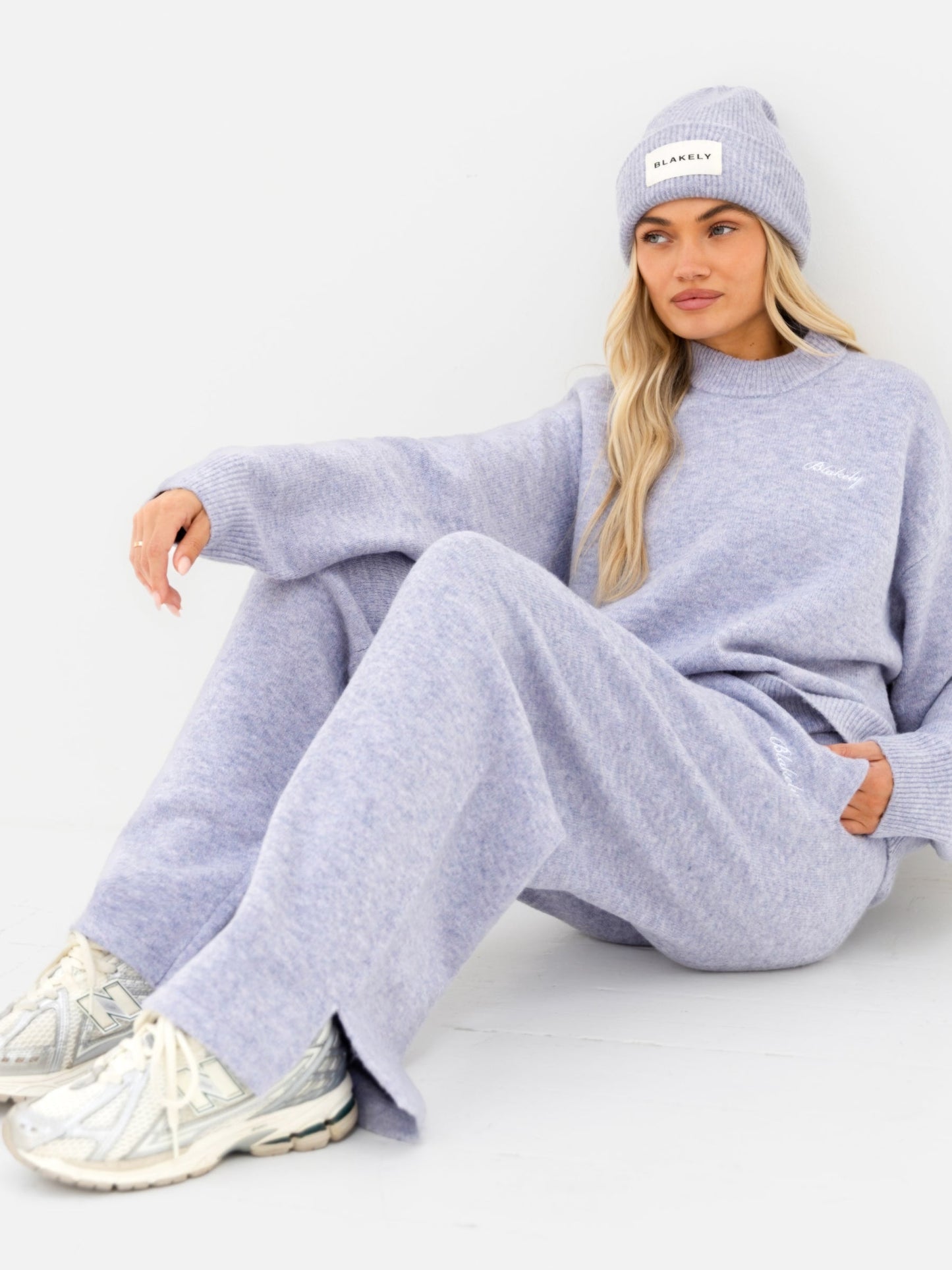 Knitted Wide Leg Sweatpants - Lilac