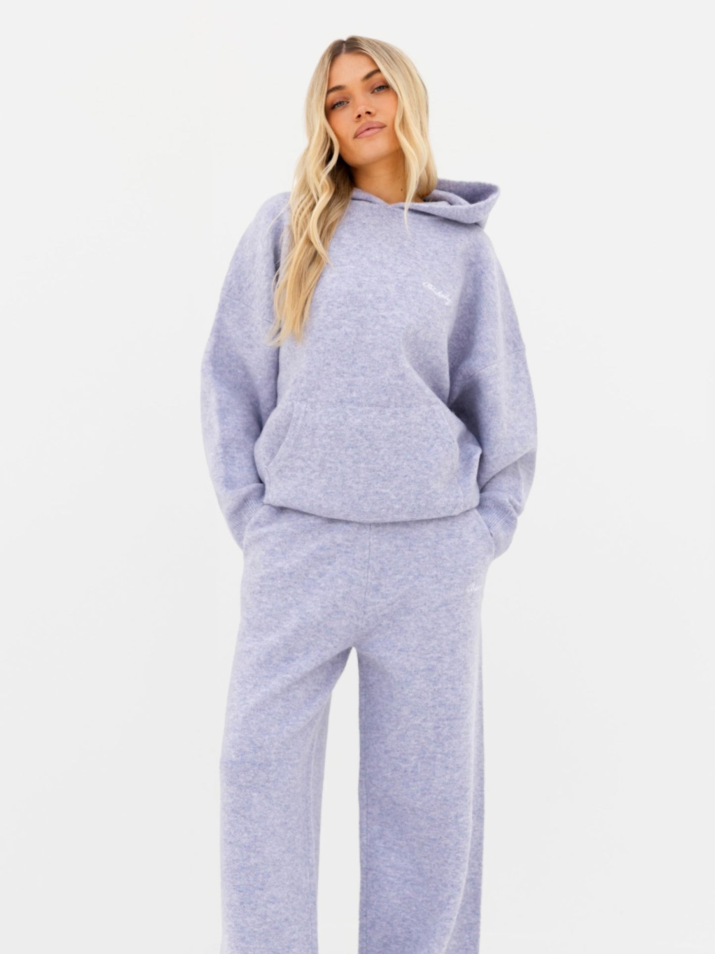 Knitted Wide Leg Sweatpants - Lilac