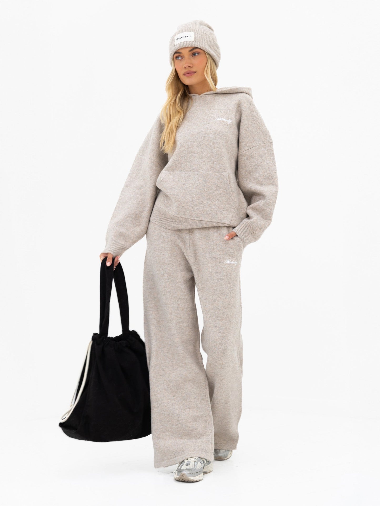 Knitted Wide Leg Sweatpants - Toasted Taupe