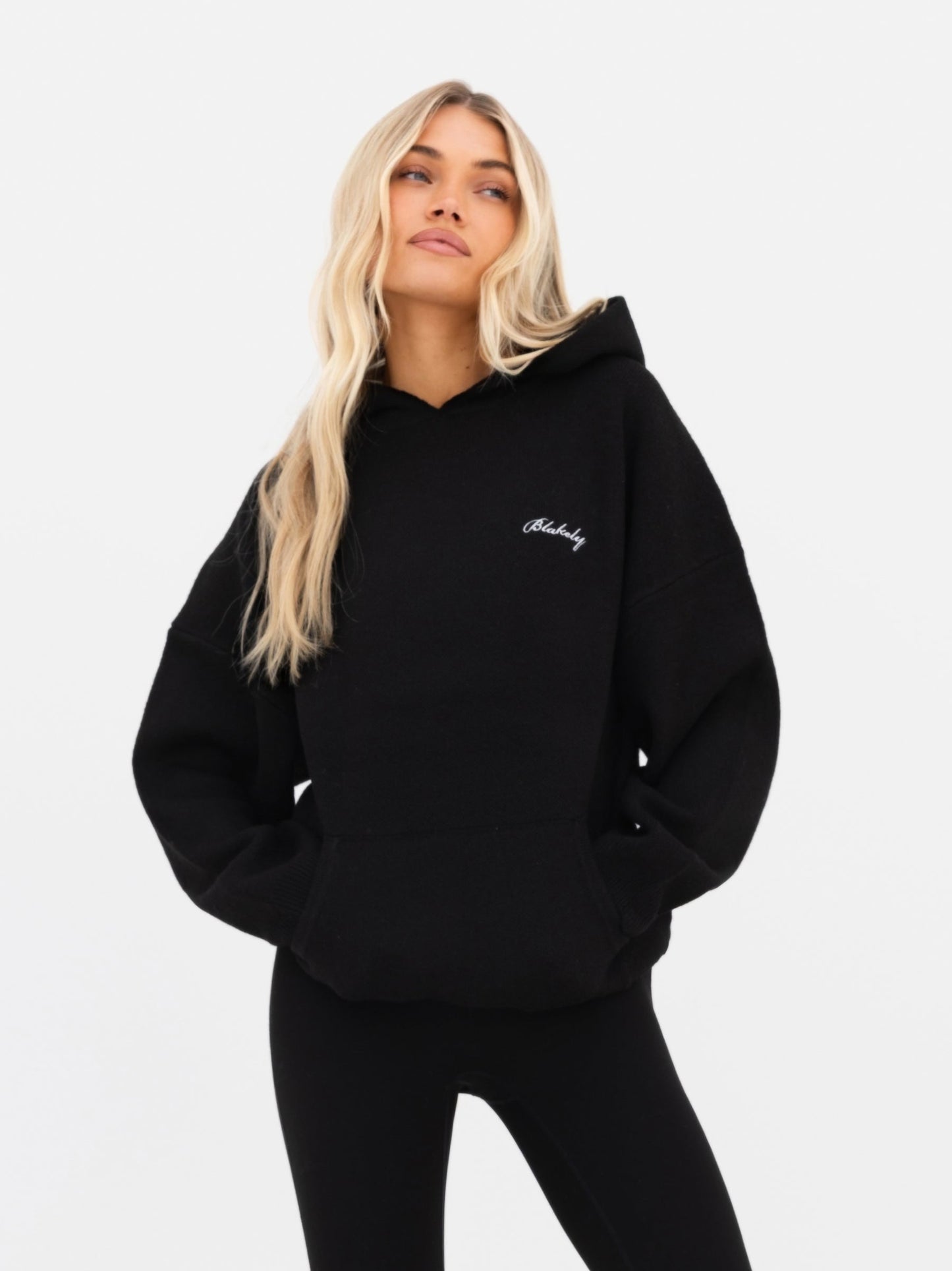 Oversized Knitted Hoodie - Black