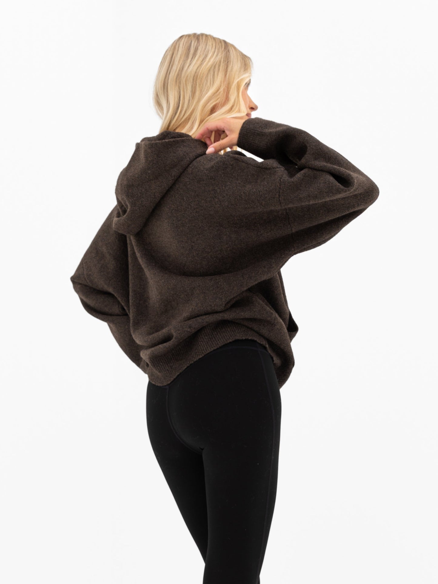 Oversized Knitted Hoodie - Chocolate Brown