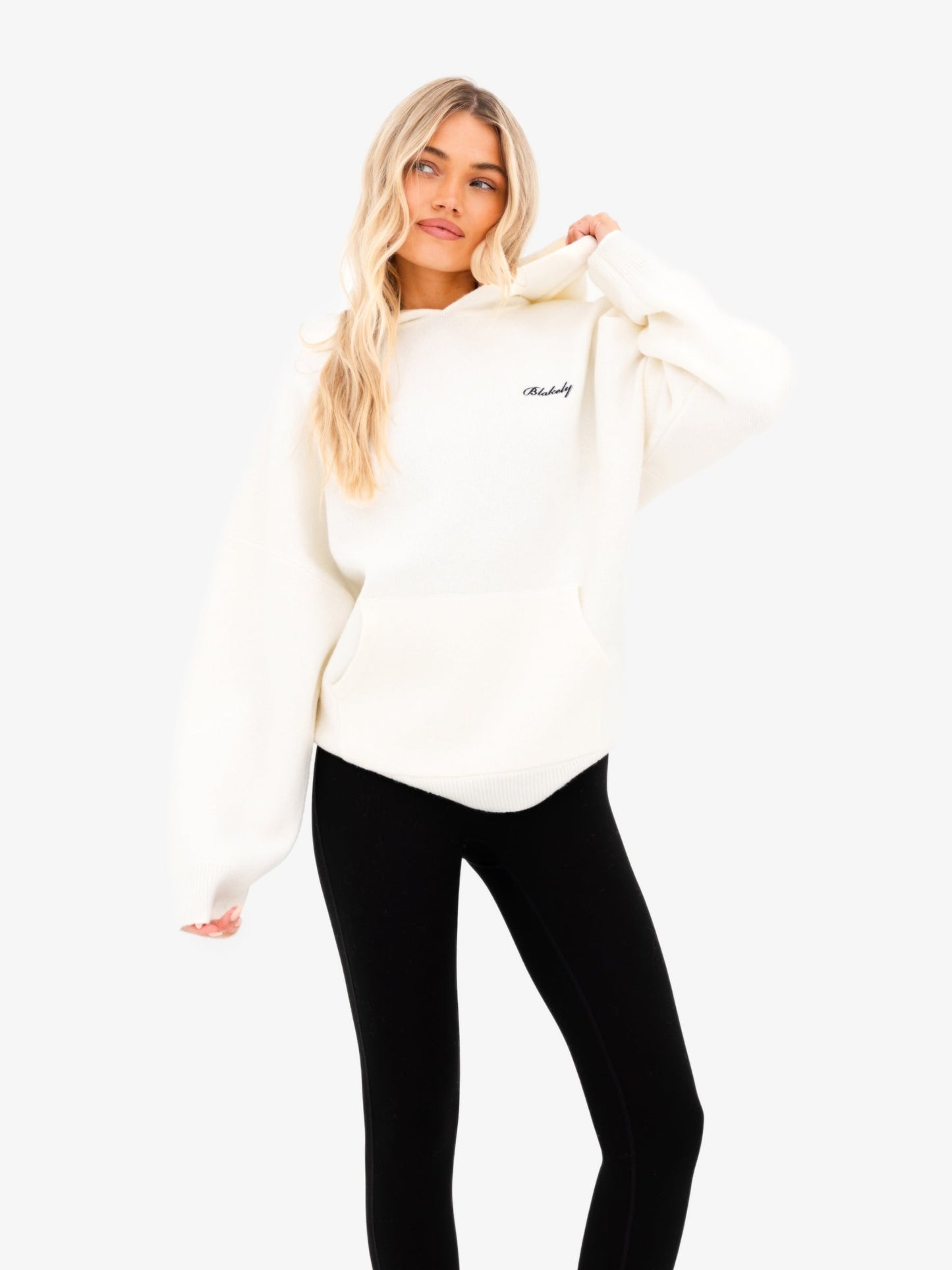 Oversized Knitted Hoodie - Cream