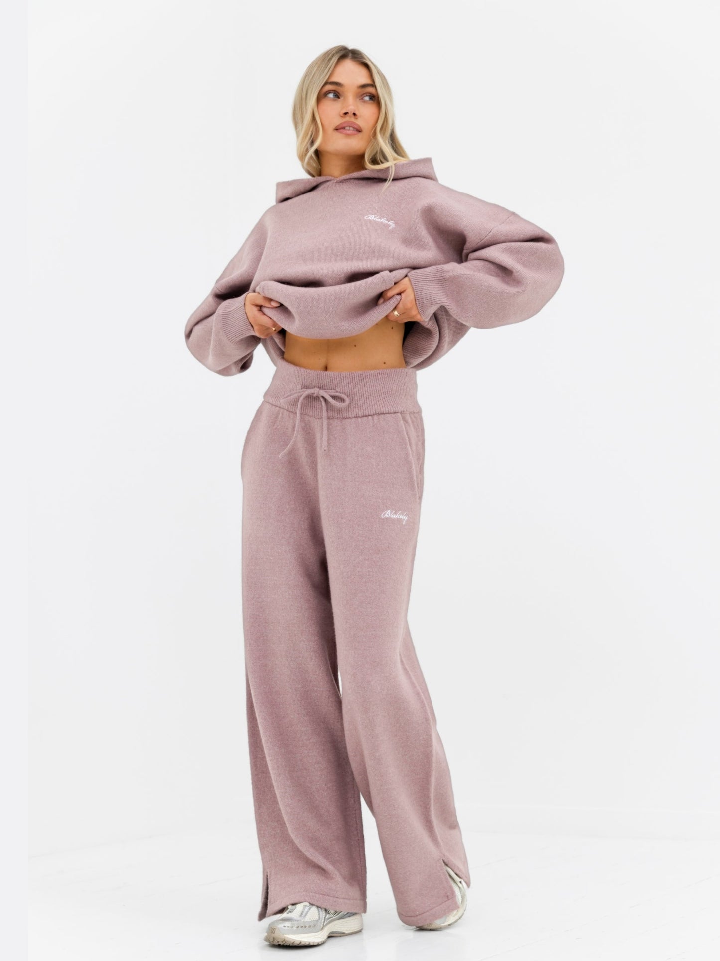 Oversized Knitted Hoodie - Dusty Pink