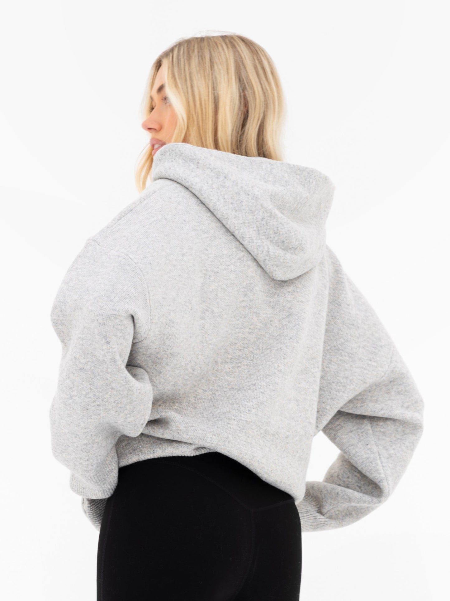 Oversized Knitted Hoodie - Marl Grey