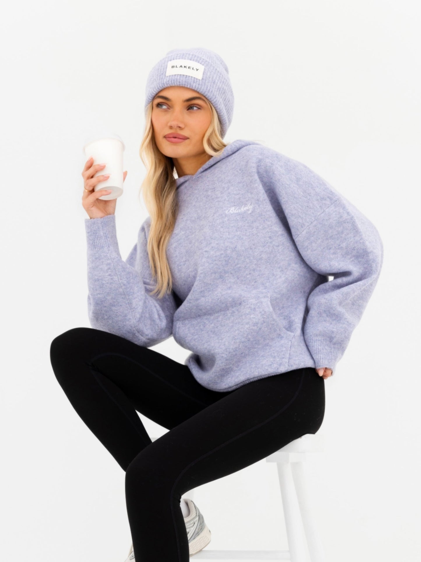 Oversized Knitted Hoodie - Lilac
