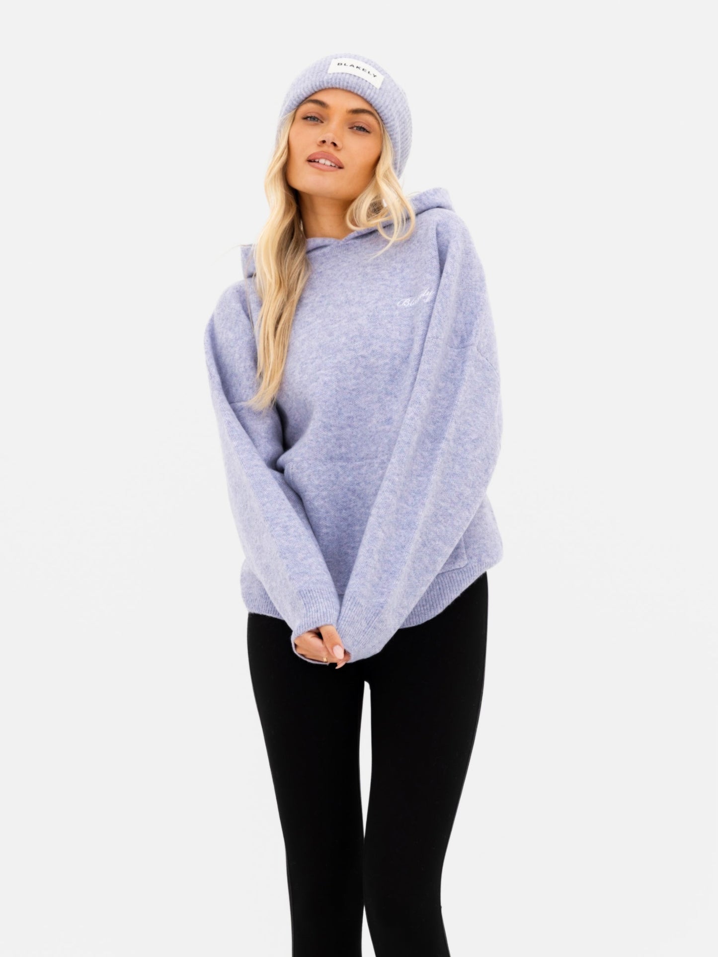 Oversized Knitted Hoodie - Lilac