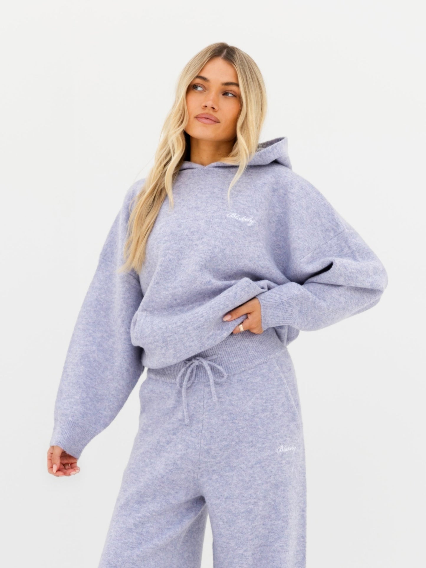 Oversized Knitted Hoodie - Lilac