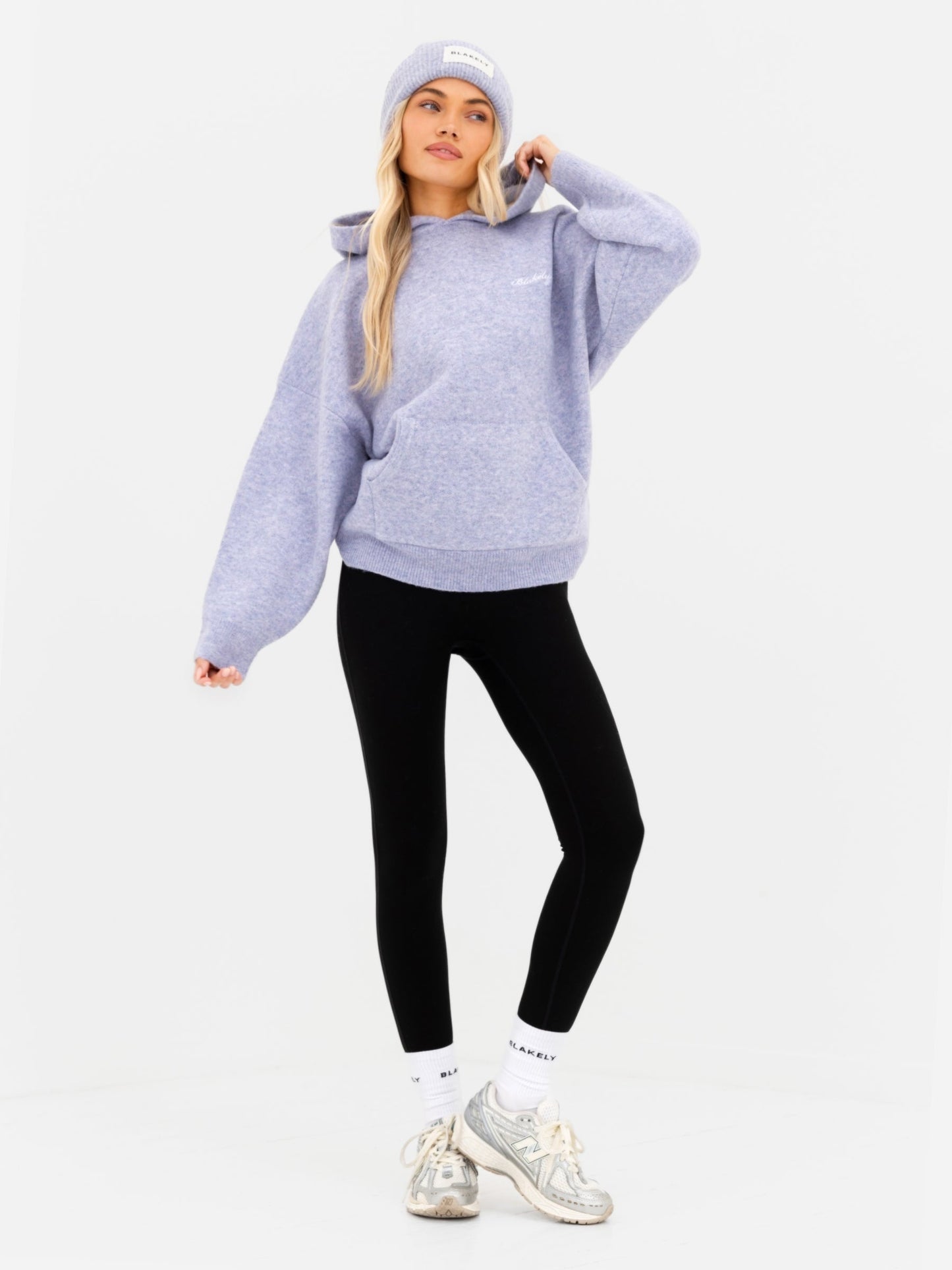 Oversized Knitted Hoodie - Lilac