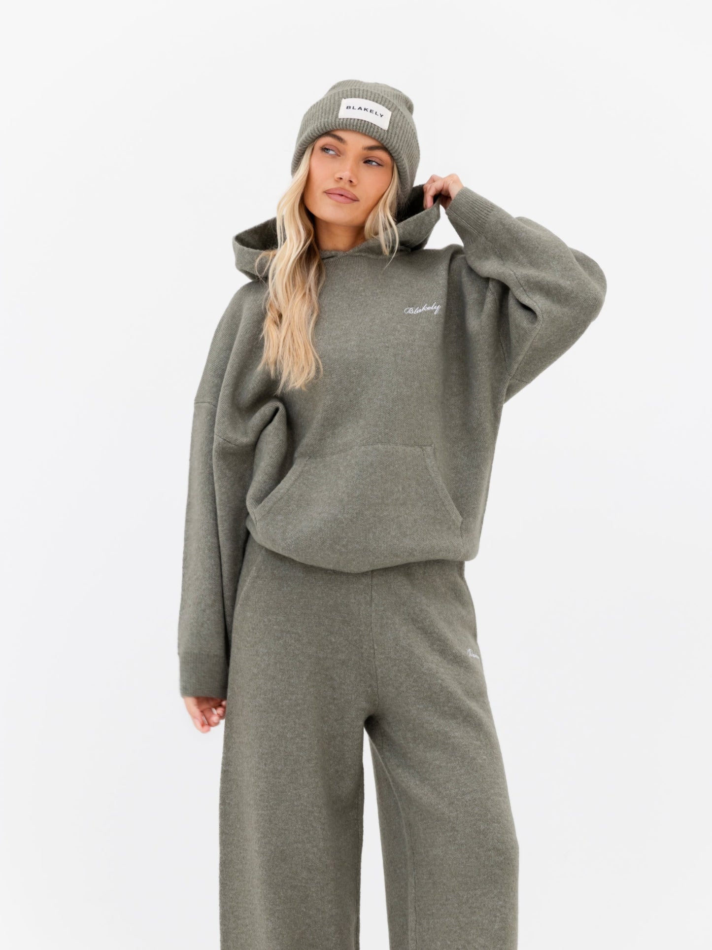 Oversized Knitted Hoodie - Safari Green