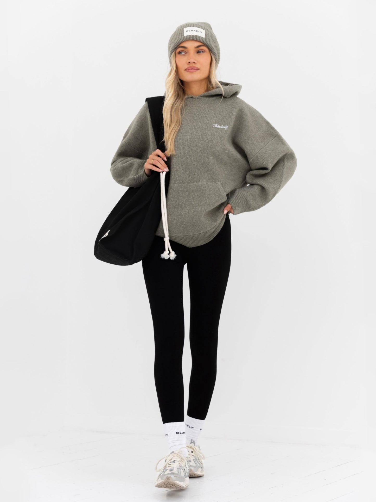 Oversized Knitted Hoodie - Safari Green