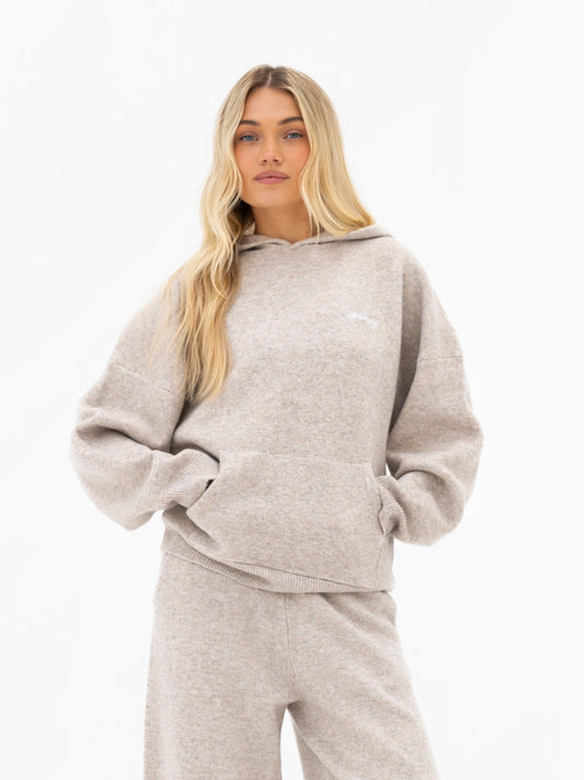 Oversized Knitted Hoodie - Toasted Taupe
