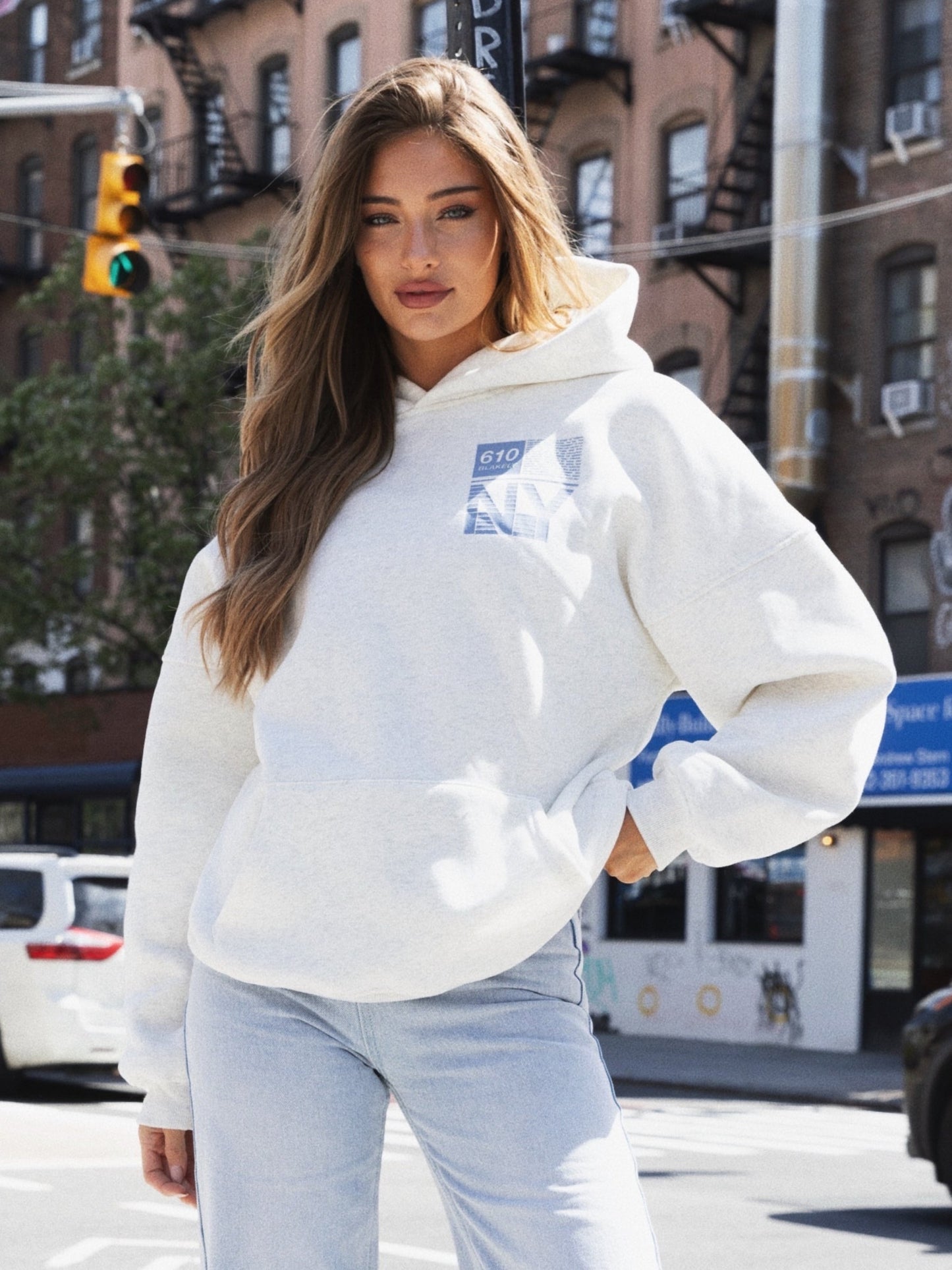 Brooklyn 610 Oversized Hoodie - Marl White