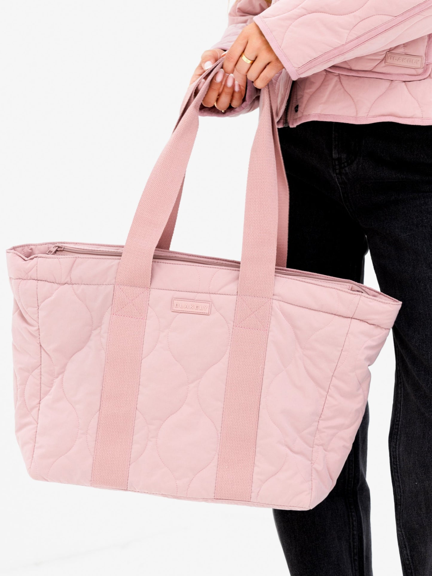 Quilted Tote Bag - Soft Pink