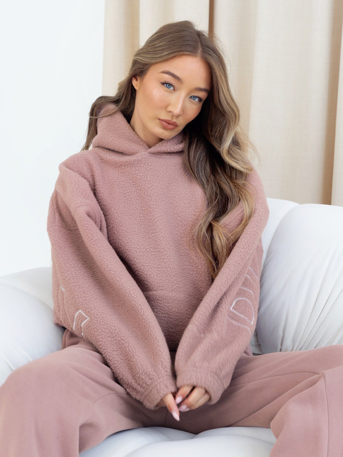 Borg Isabel Oversized Hoodie - Dusty Pink