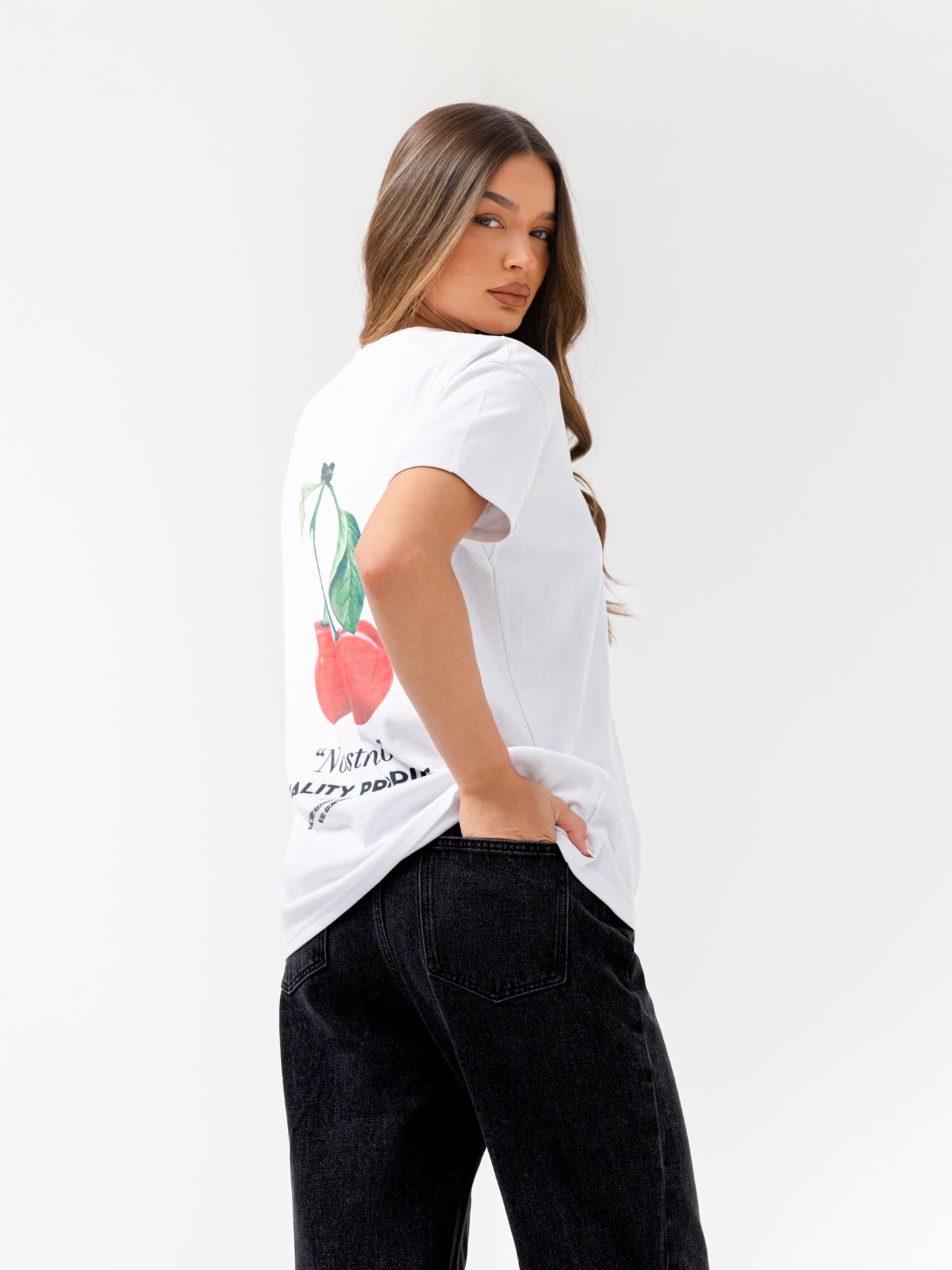 Callie Cherry Oversized T-Shirt - White