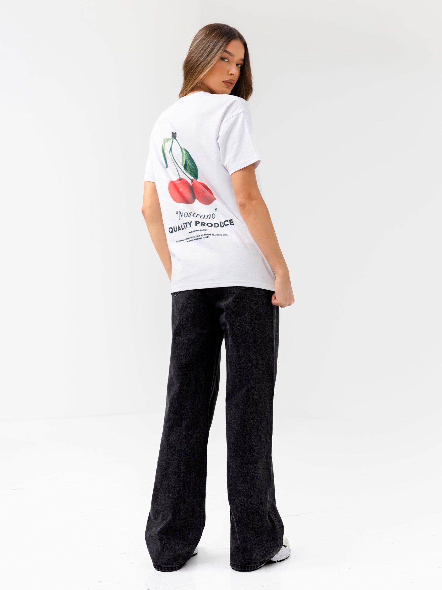 Callie Cherry Oversized T-Shirt - White