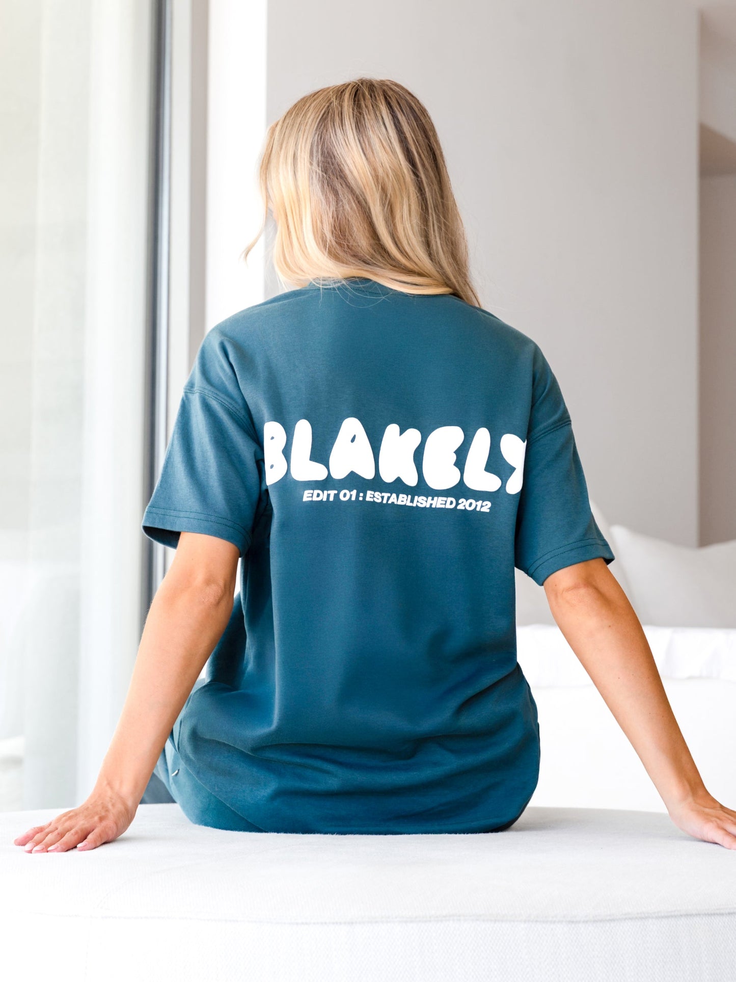 Cloud Print Oversized T-Shirt - Teal Green