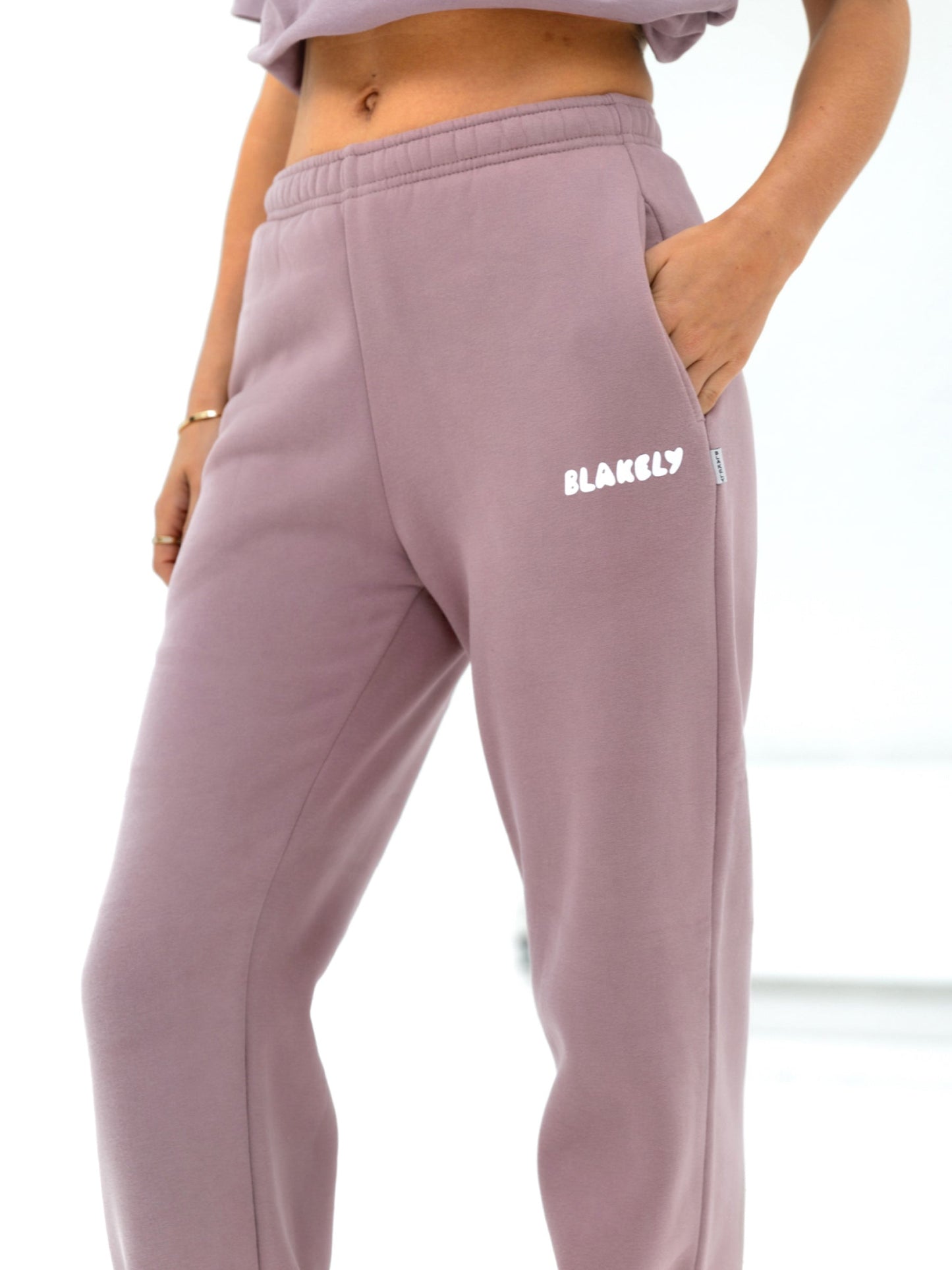 Cloud Print Wide Leg Sweatpants - Dusty Pink