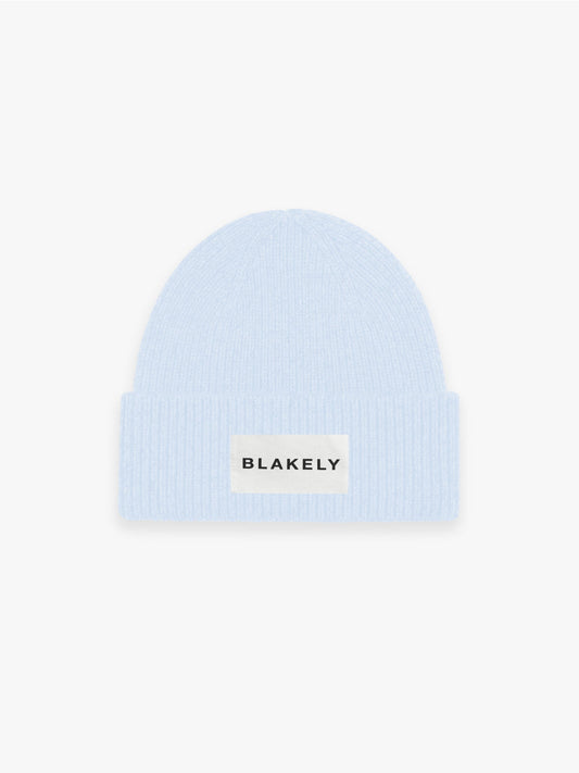 Label Knit Beanie - Baby Blue