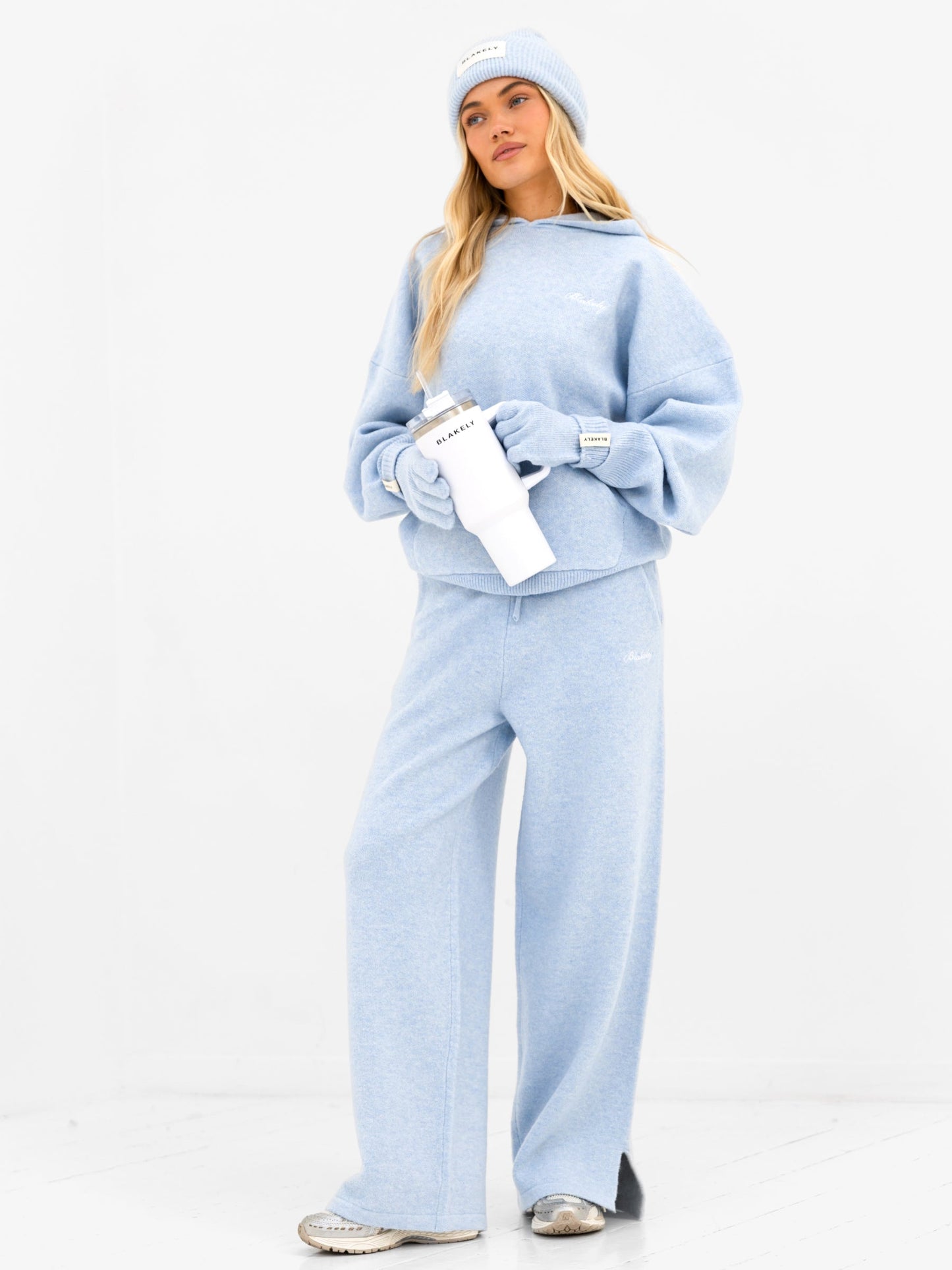 Label Knit Beanie - Baby Blue