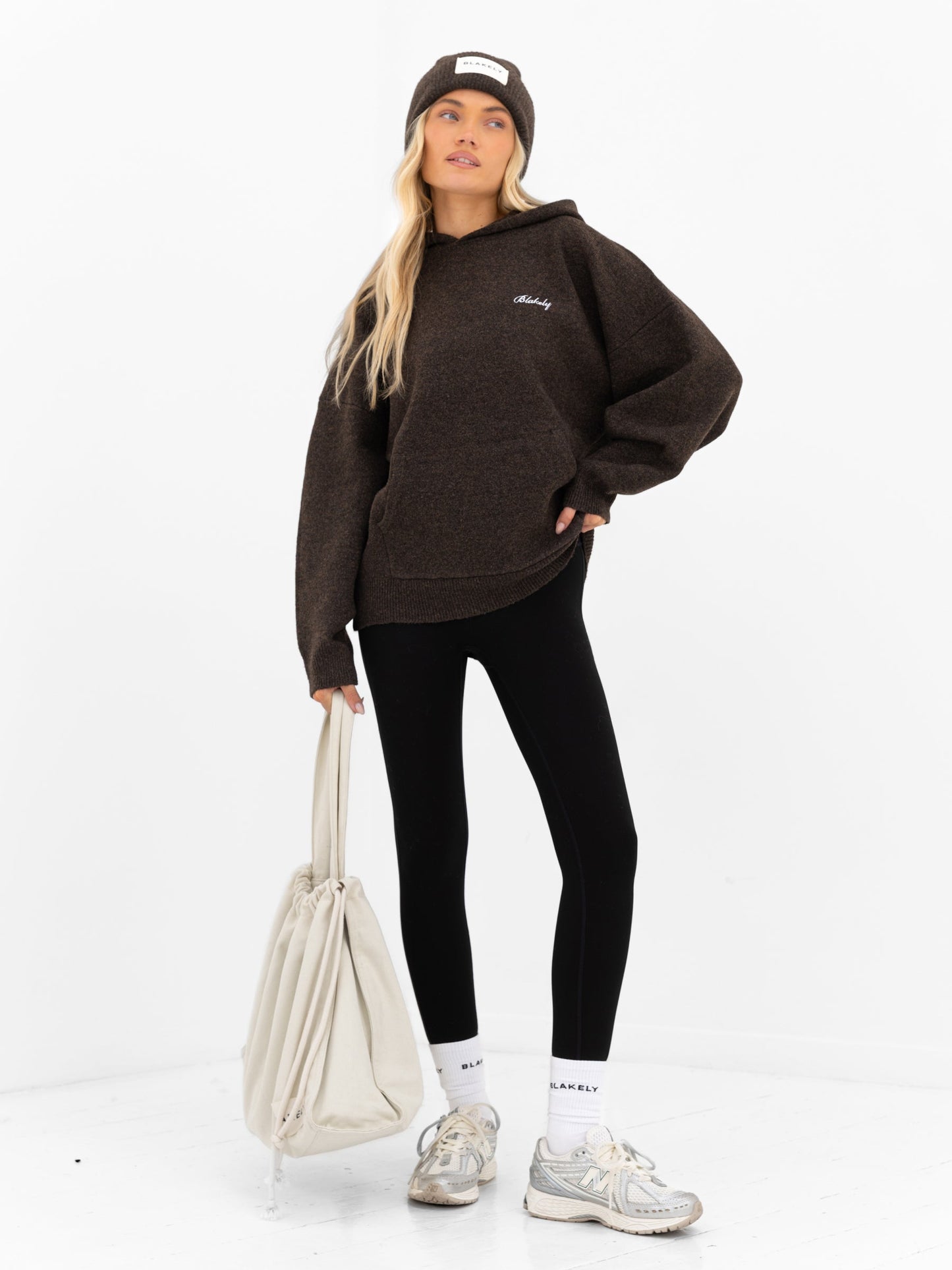 Label Knit Beanie - Chocolate Brown