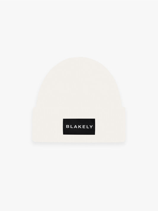 Label Knit Beanie - Cream