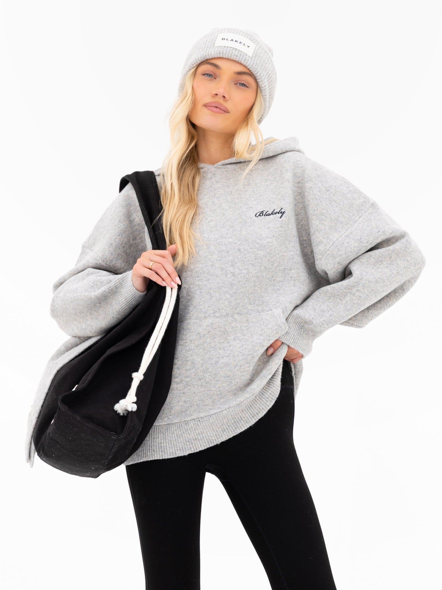 Label Knit Beanie - Marl Grey