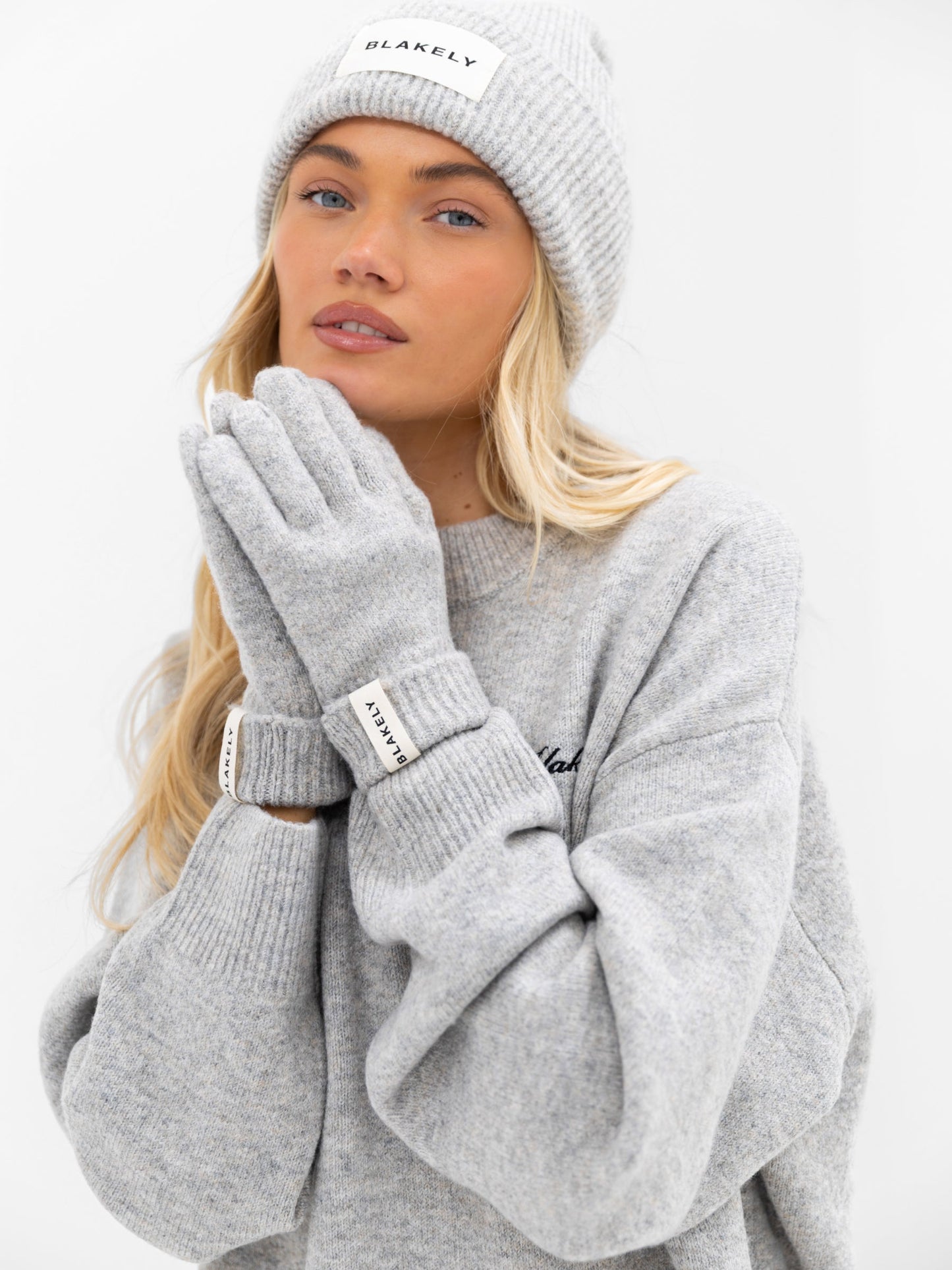 Label Knit Beanie - Marl Grey
