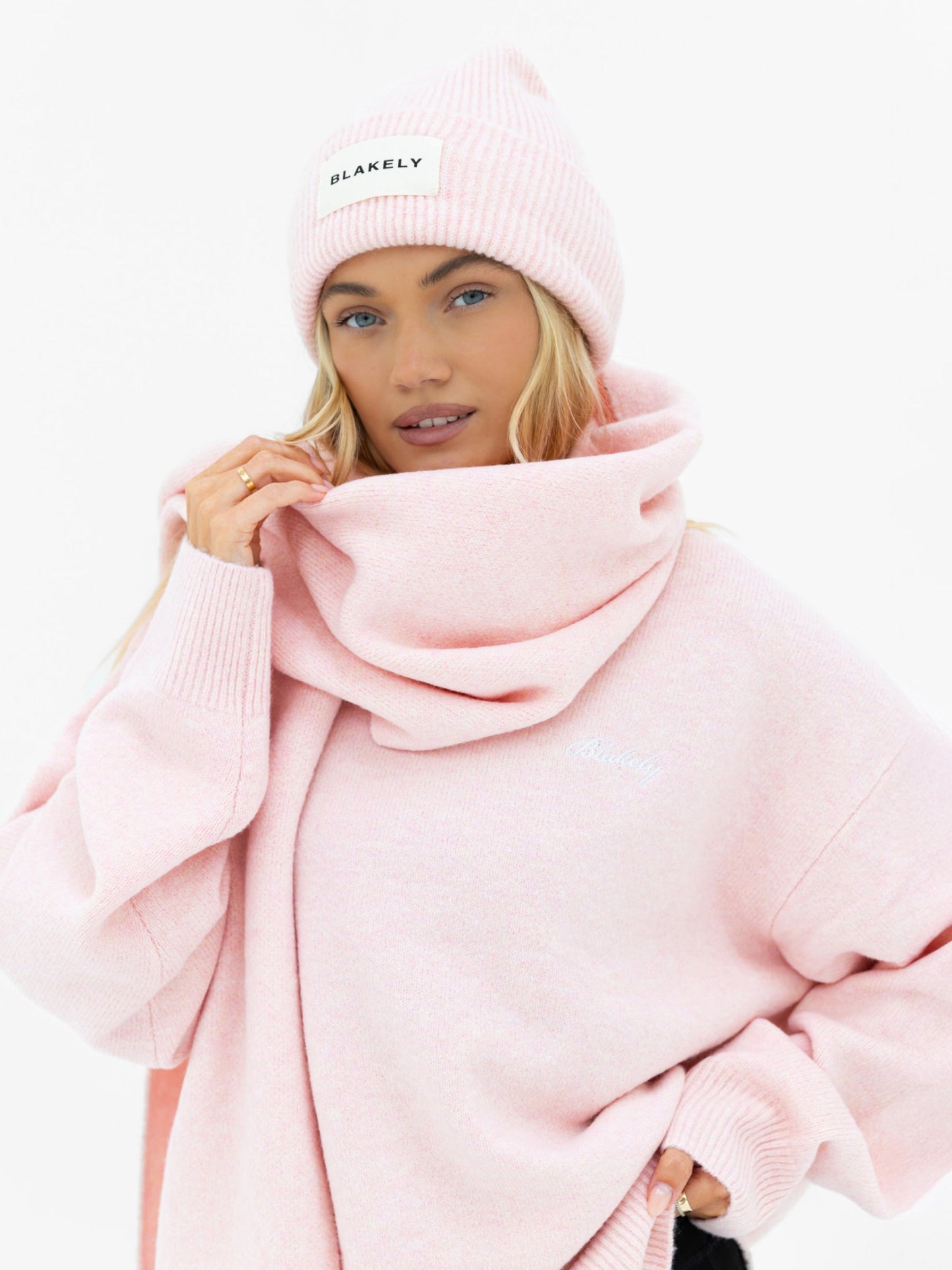 Label Knit Beanie - Marshmallow Pink