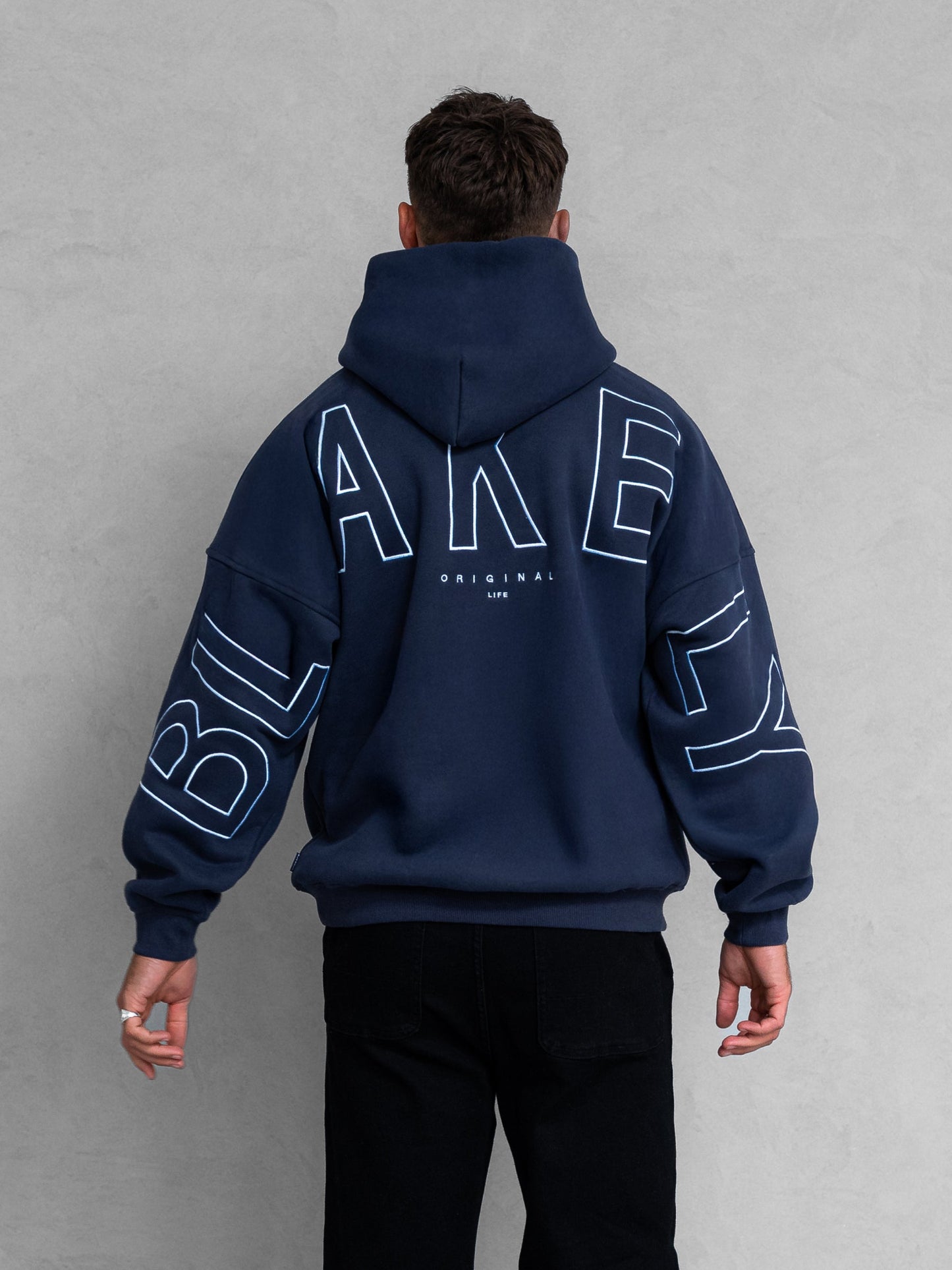 Embroidered Idris Oversized Hoodie - Blue