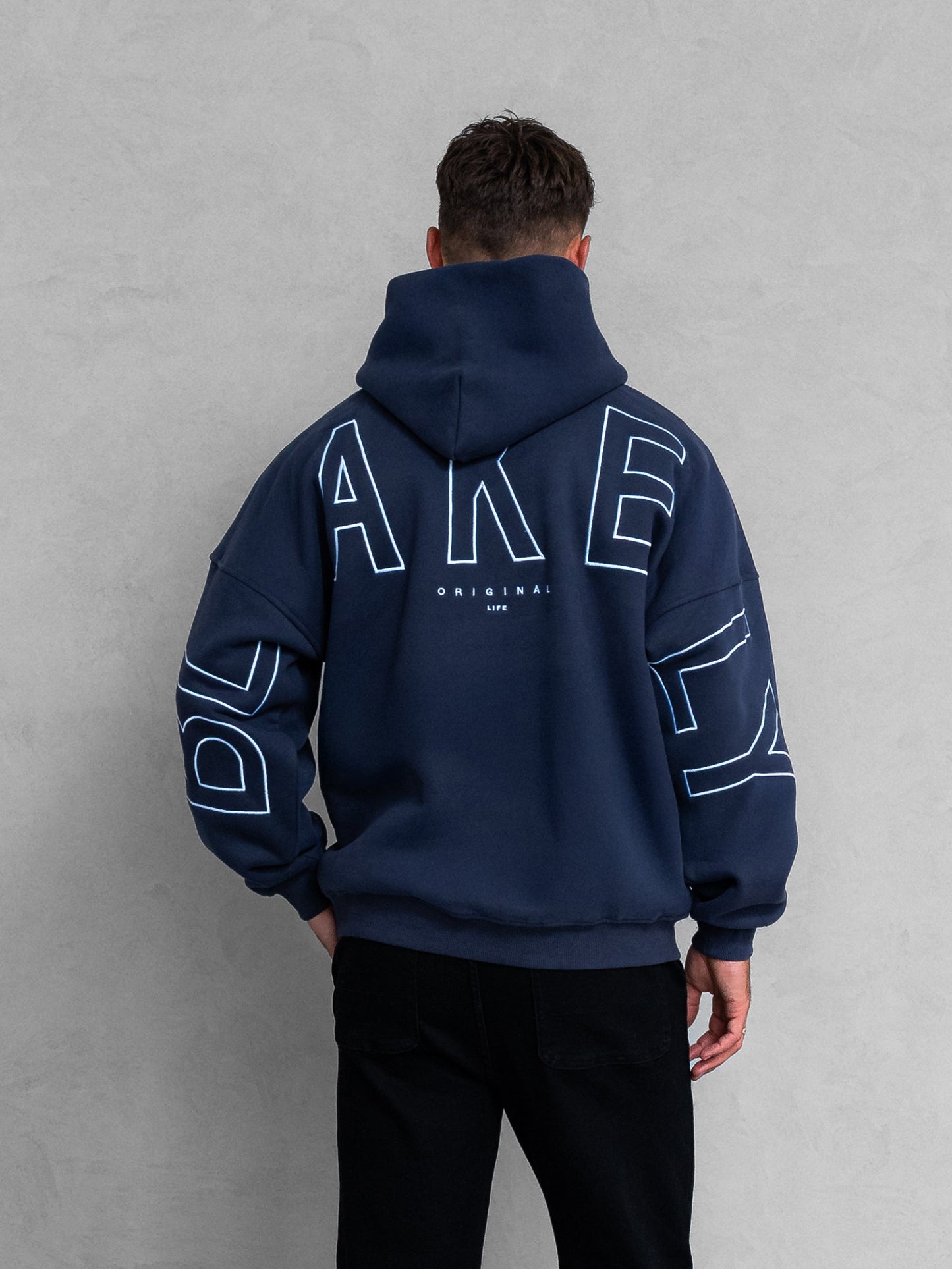 Embroidered Idris Oversized Hoodie - Blue