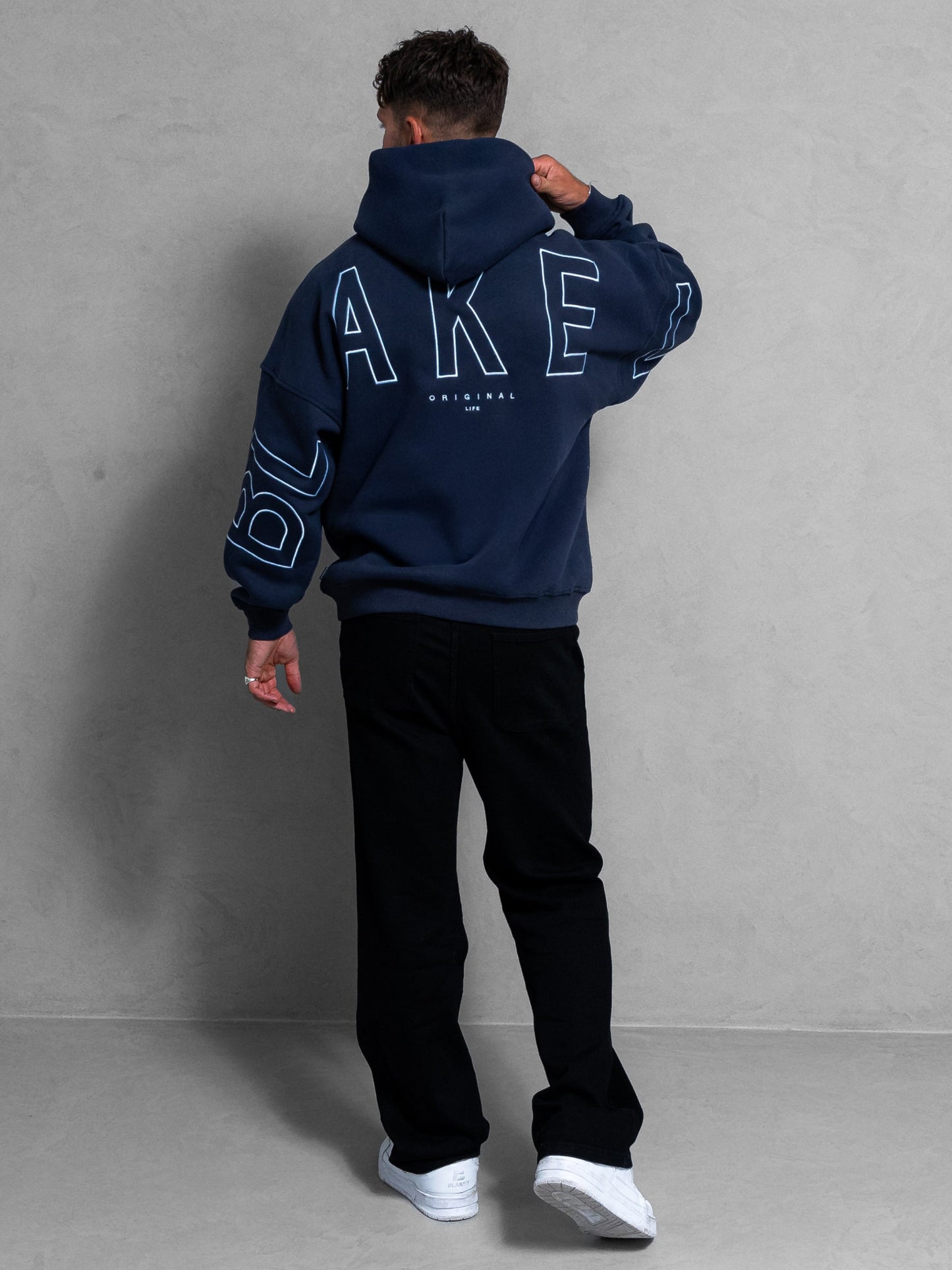 Embroidered Idris Oversized Hoodie - Blue