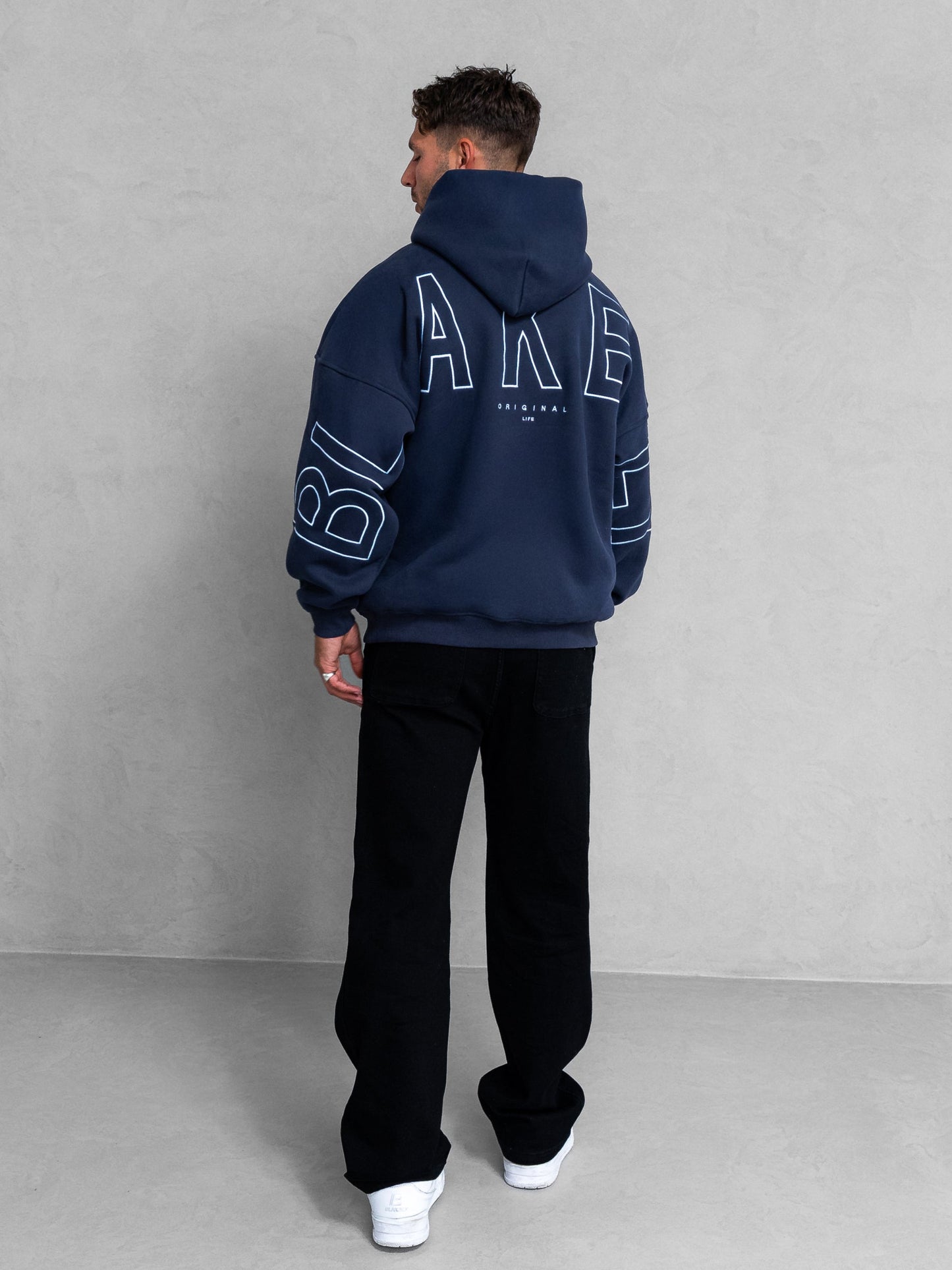 Embroidered Idris Oversized Hoodie - Blue