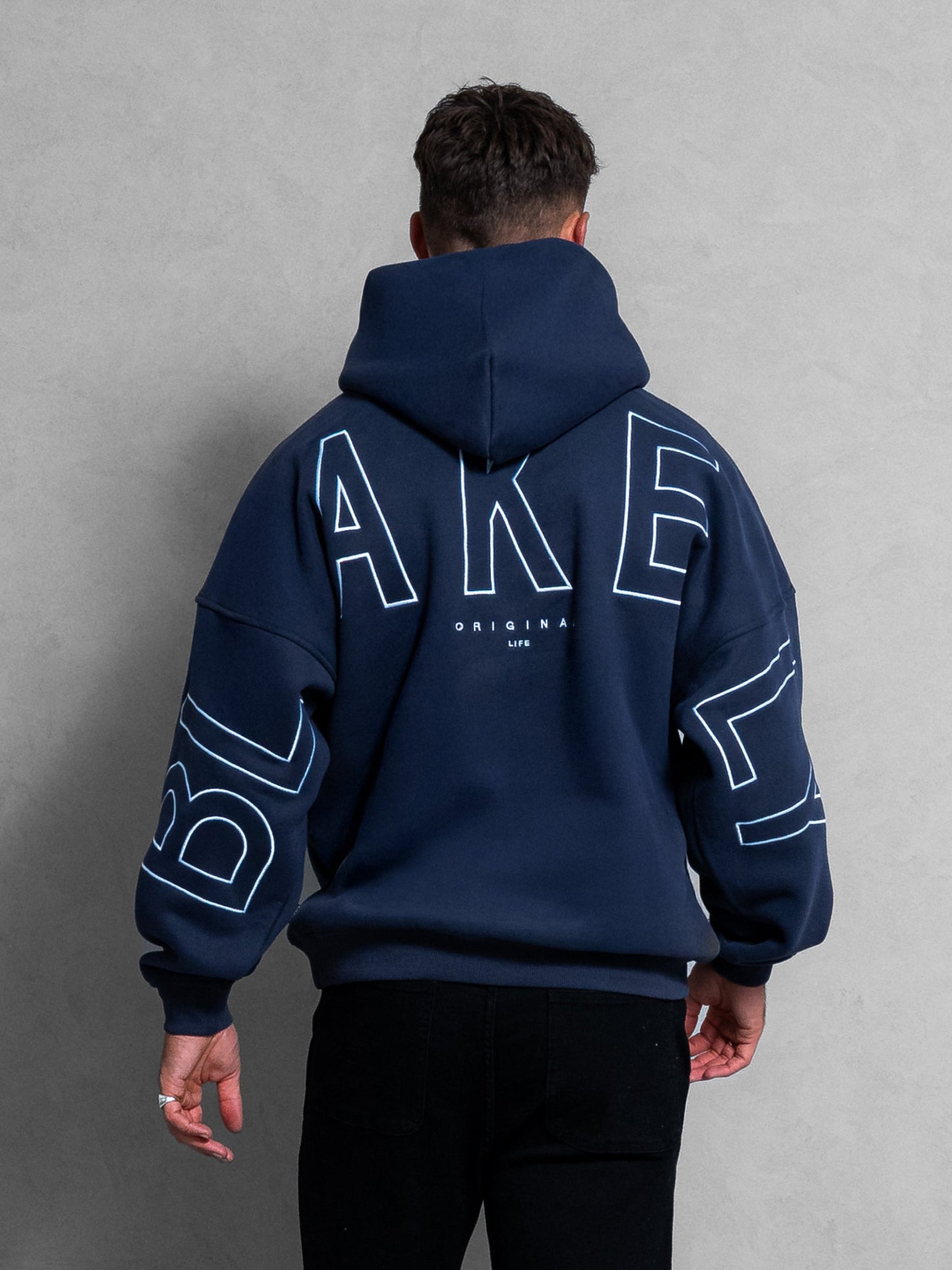 Embroidered Idris Oversized Hoodie - Blue