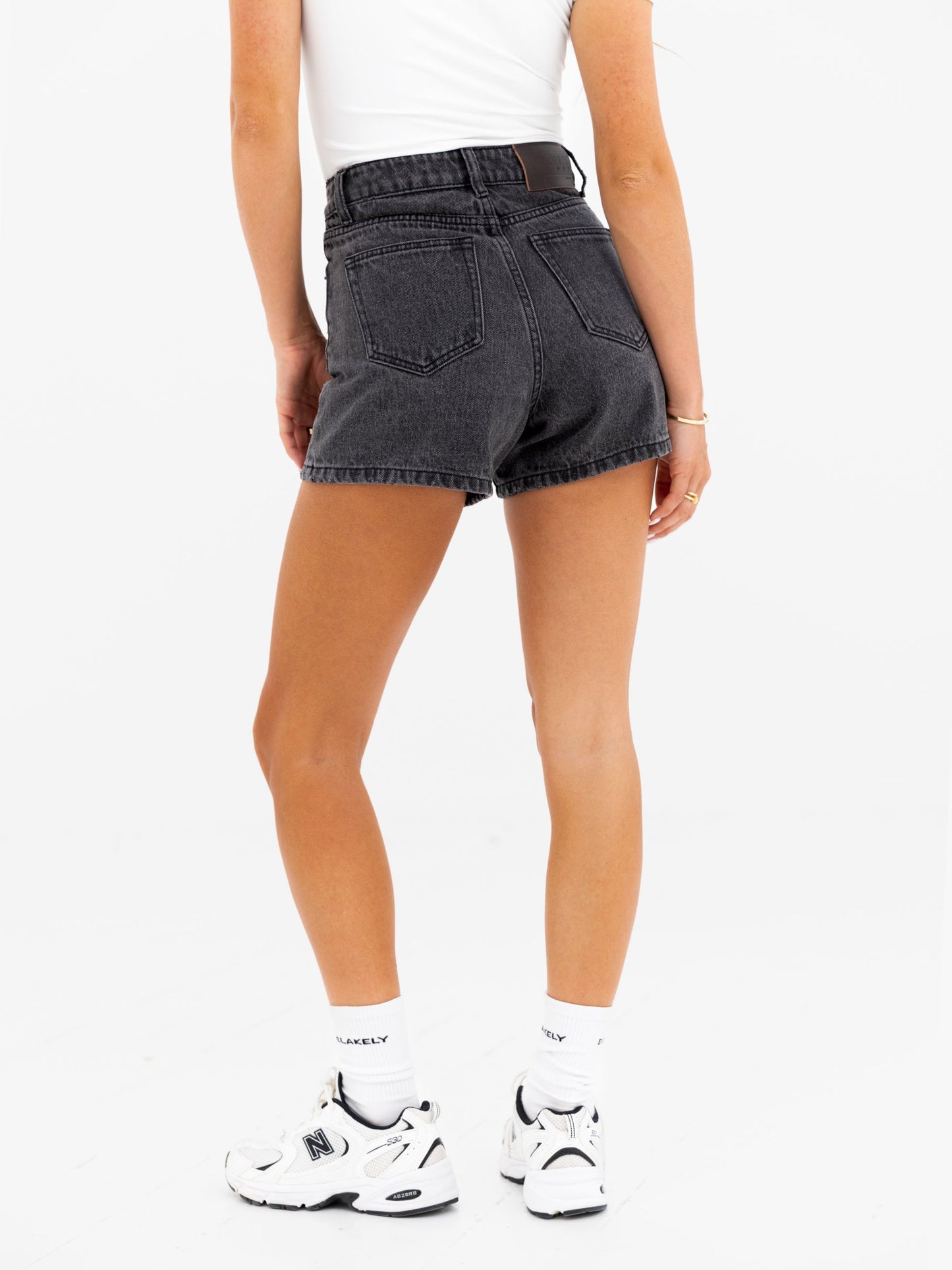 Blakely High Rise Denim Shorts - Washed Black
