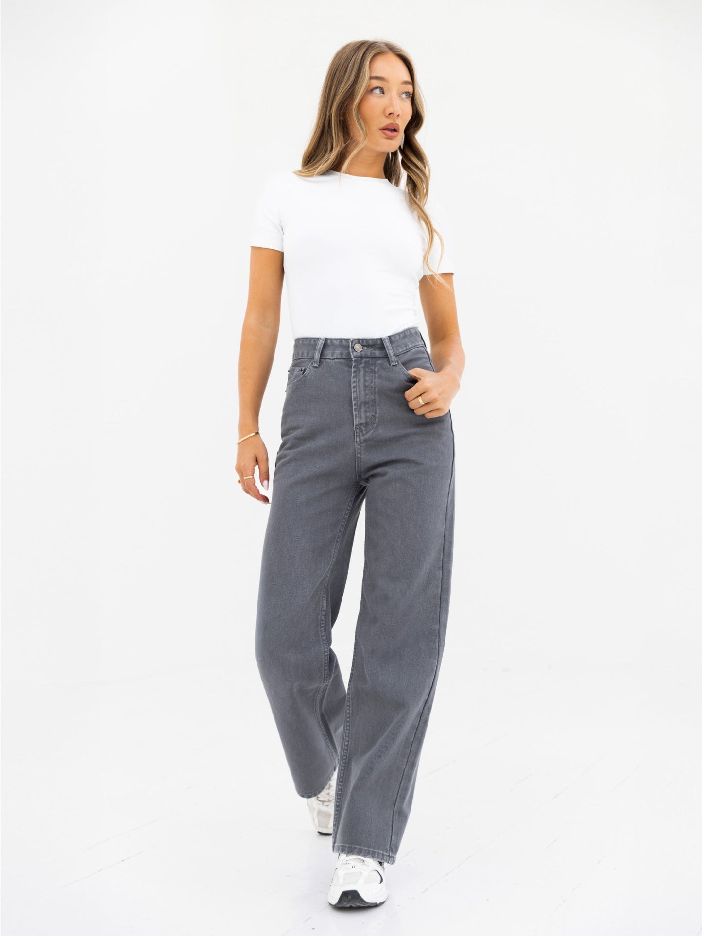 Blakely Wide Leg Jeans - Grey