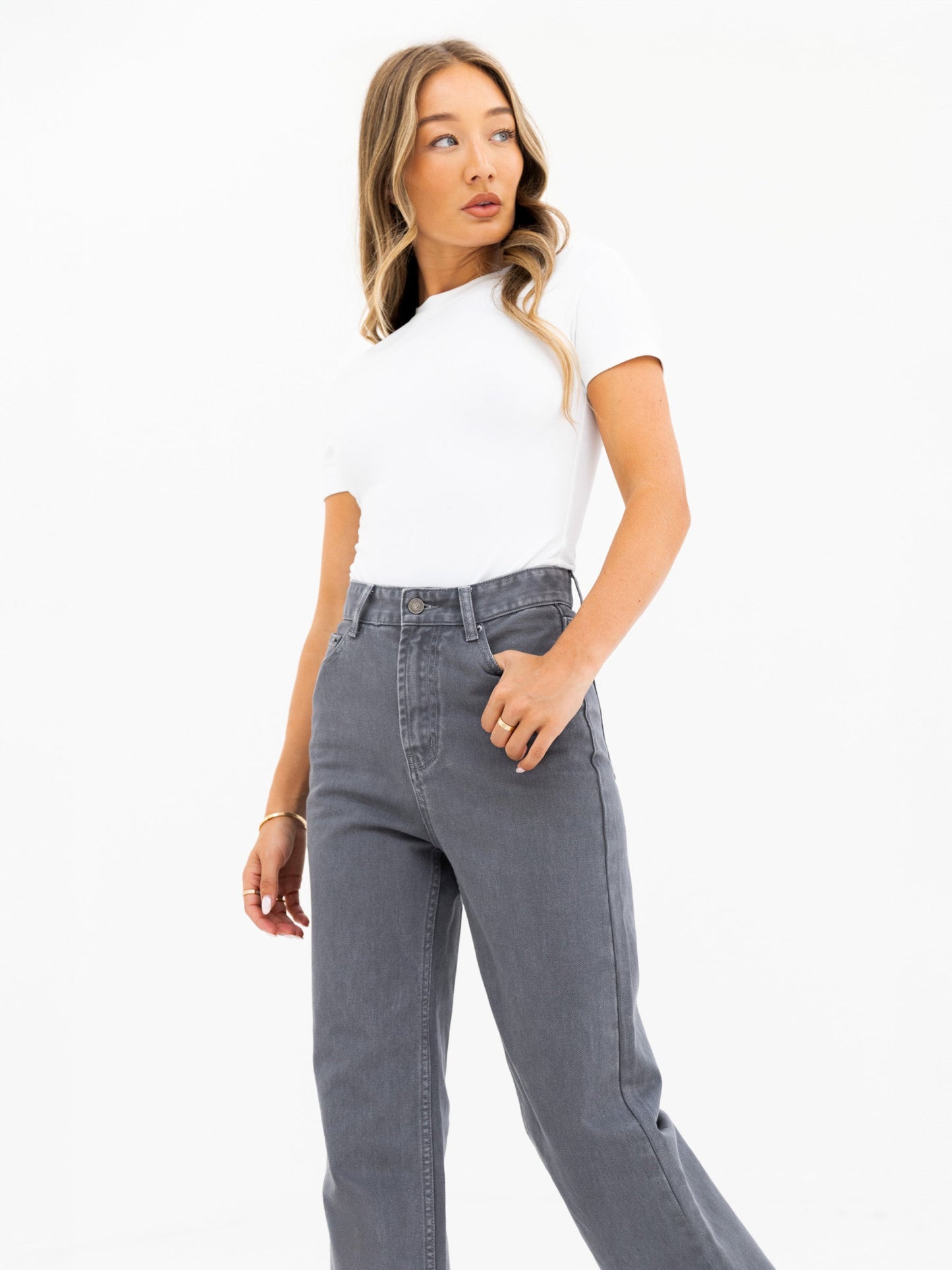 Blakely Wide Leg Jeans - Grey