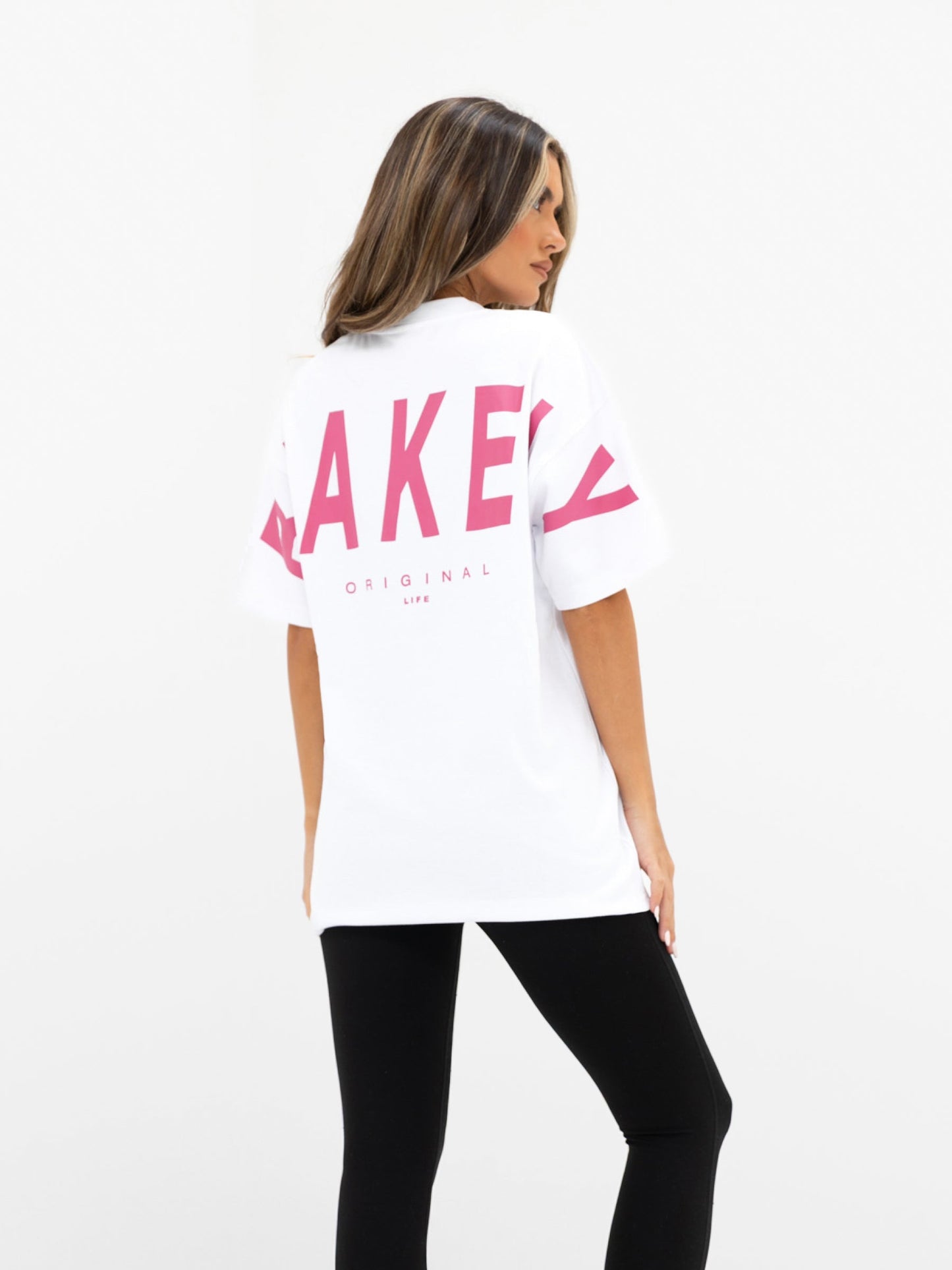 Isabel Oversized T-Shirt - White & Hot Pink