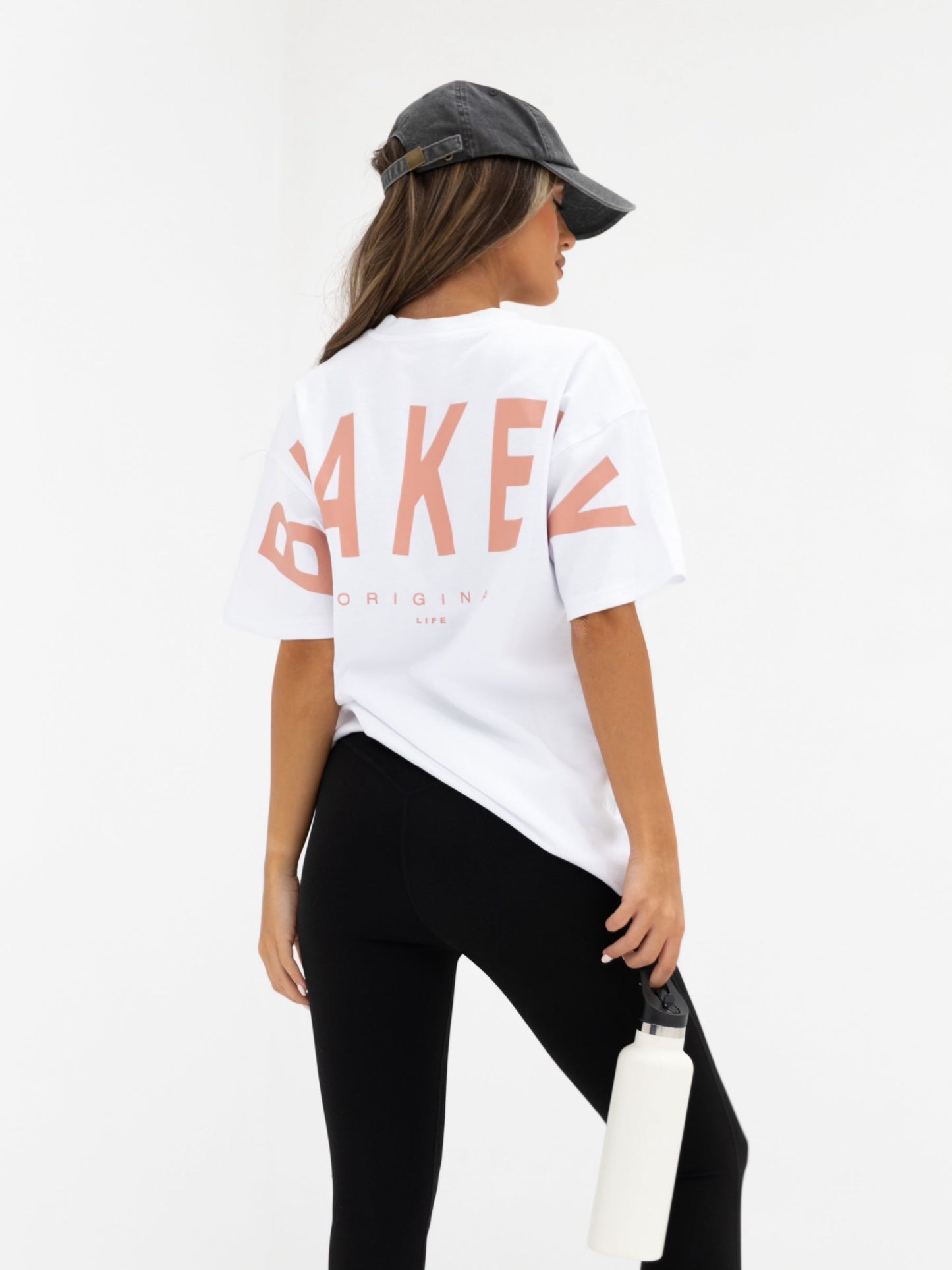 Isabel Oversized T-Shirt - White & Peach Pink