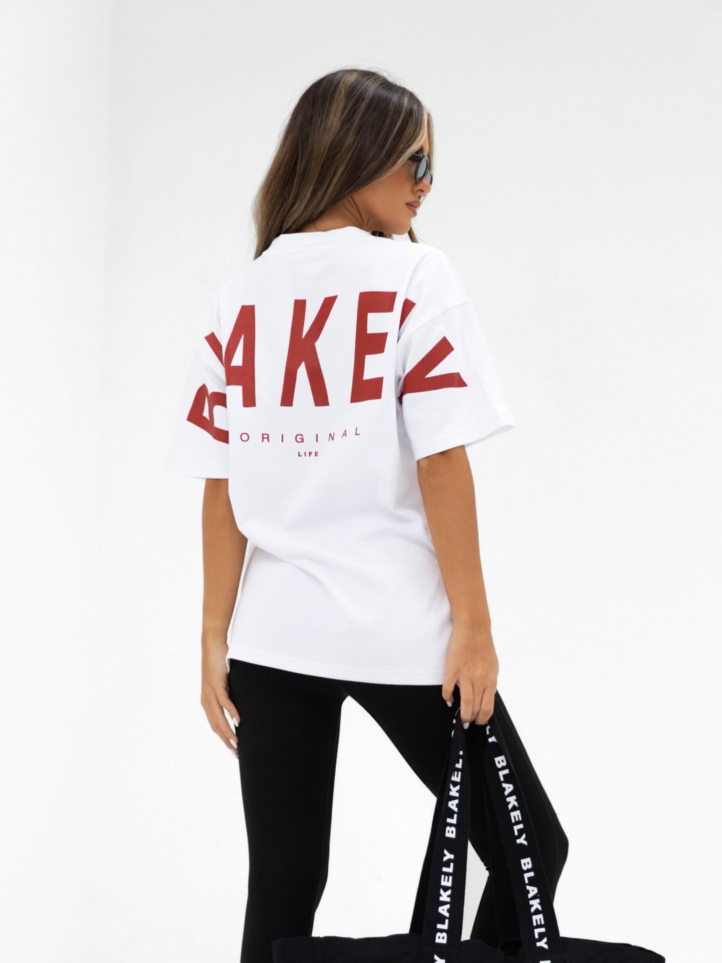 Isabel Oversized T-Shirt - White & Cherry Red