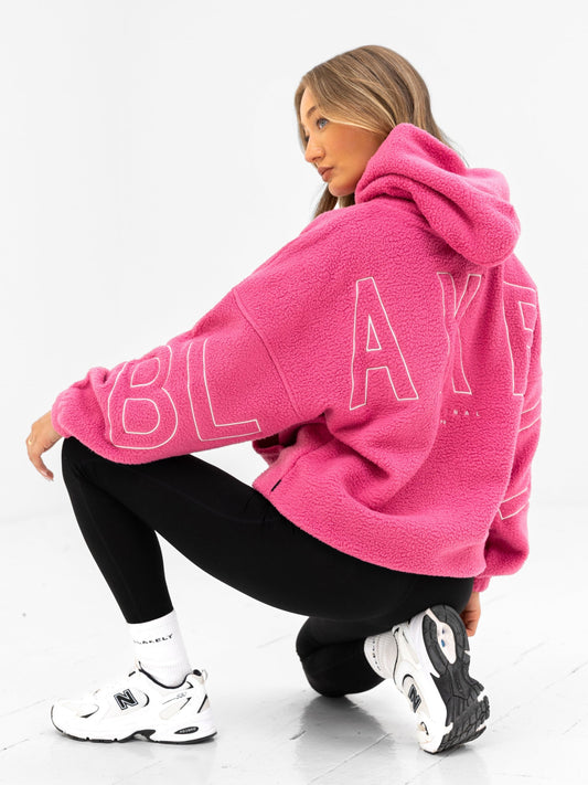 Borg Isabel Oversized Hoodie - Hot Pink