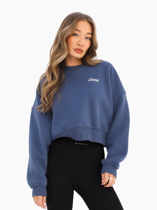 Off Duty Cropped Sweater - Steel Blue