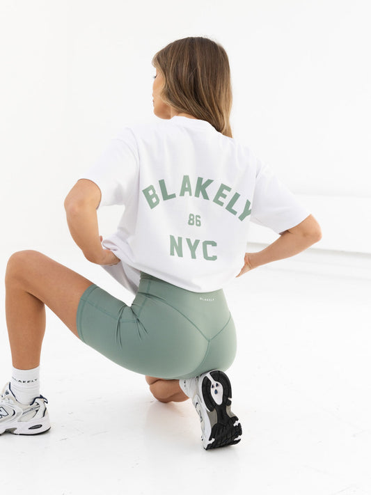 NYC Oversized T-Shirt - White & Sage Green