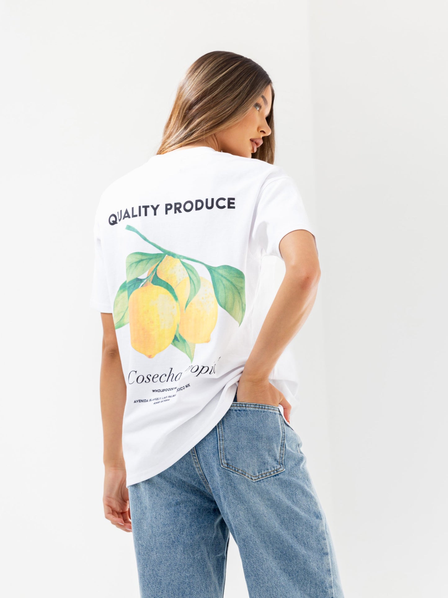 Lia Lemon Oversized T-Shirt - White