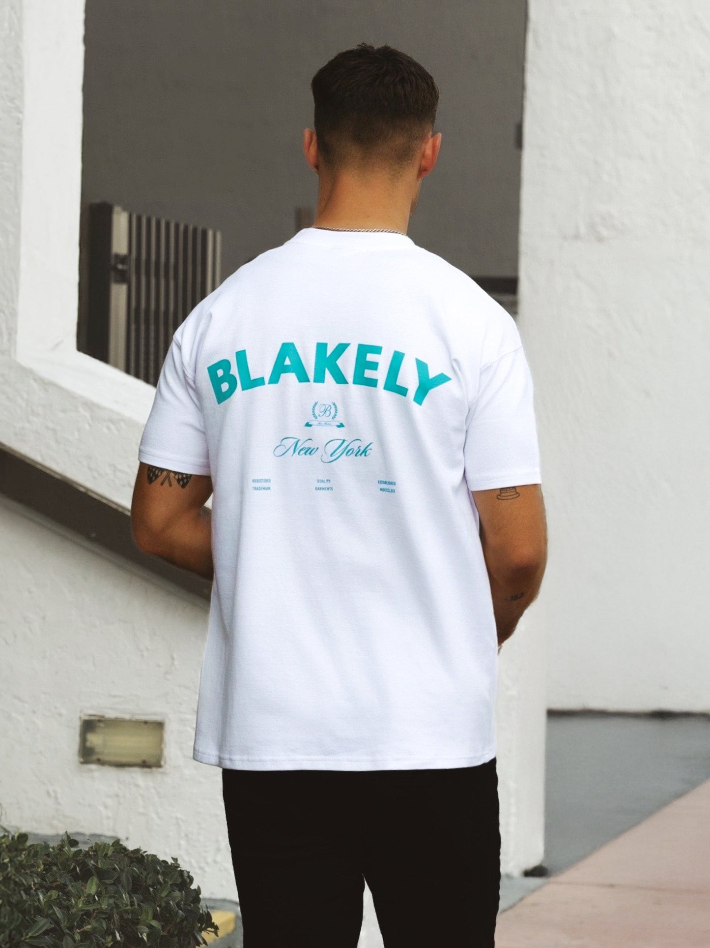 Crest Relaxed T-Shirt - White & Aqua