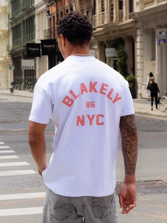 NYC Relaxed T-Shirt - White & Coral